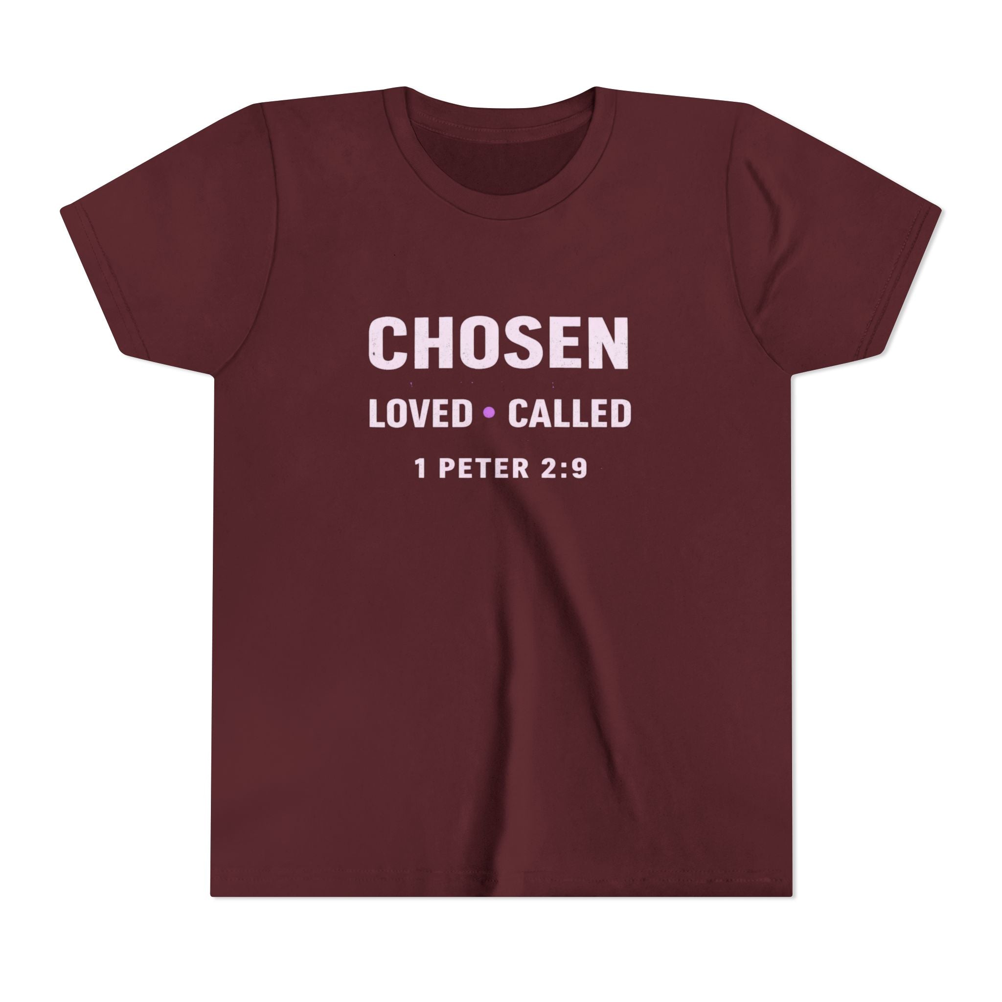 Girls Youth Tee - "CHOSEN Loved • Called" 1 Peter 2:9 Christian Faith Shirt