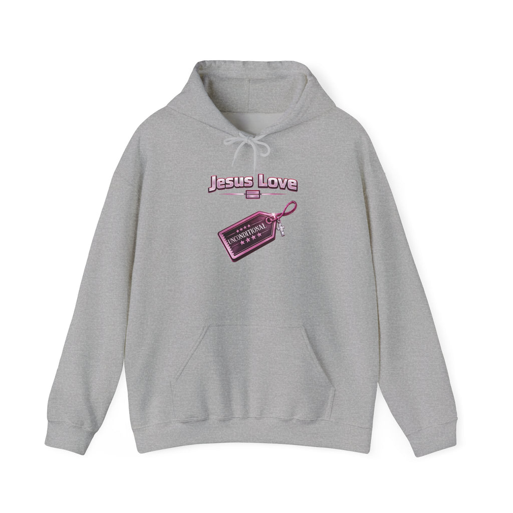 Jesus Love Hoodie — Retro Tag Graphic Christian Faith Pullover