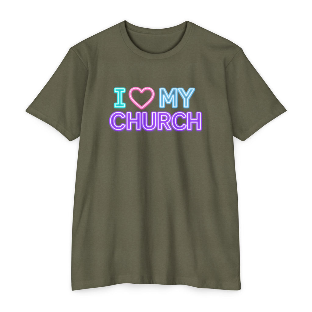 Womens I Love My Church T-Shirt | Tie Dye Heart Lettering