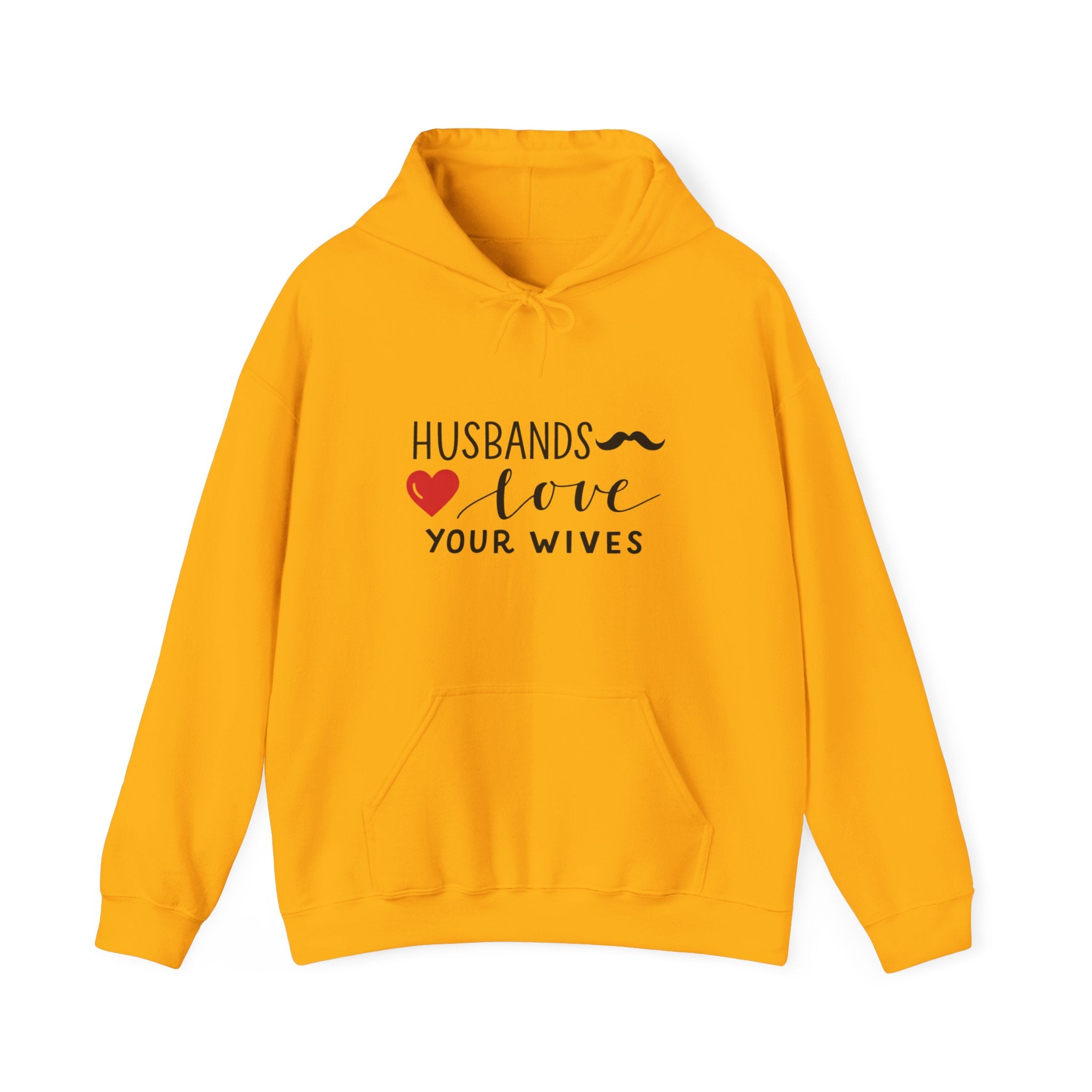 Mens Hoodie  "Husbands Love Your Wives" Heart & Mustache Christian Marriage Hoodie