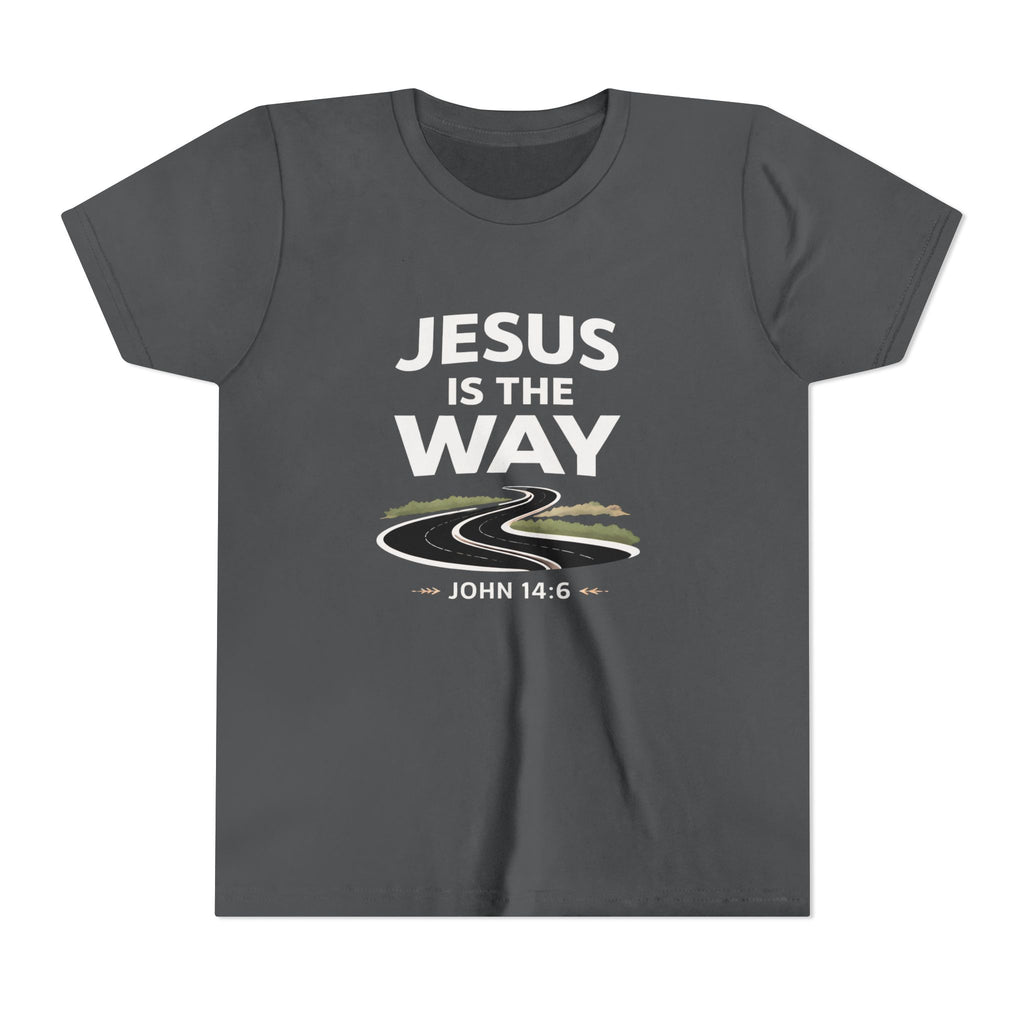 Boys Youth Tee — "Jesus Is The Way" Christian Graphic Shirt (John 14:6)