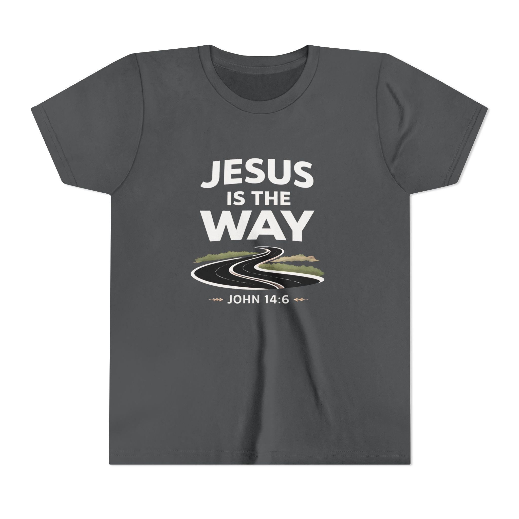 Boys Youth Tee — "Jesus Is The Way" Christian Graphic Shirt (John 14:6)
