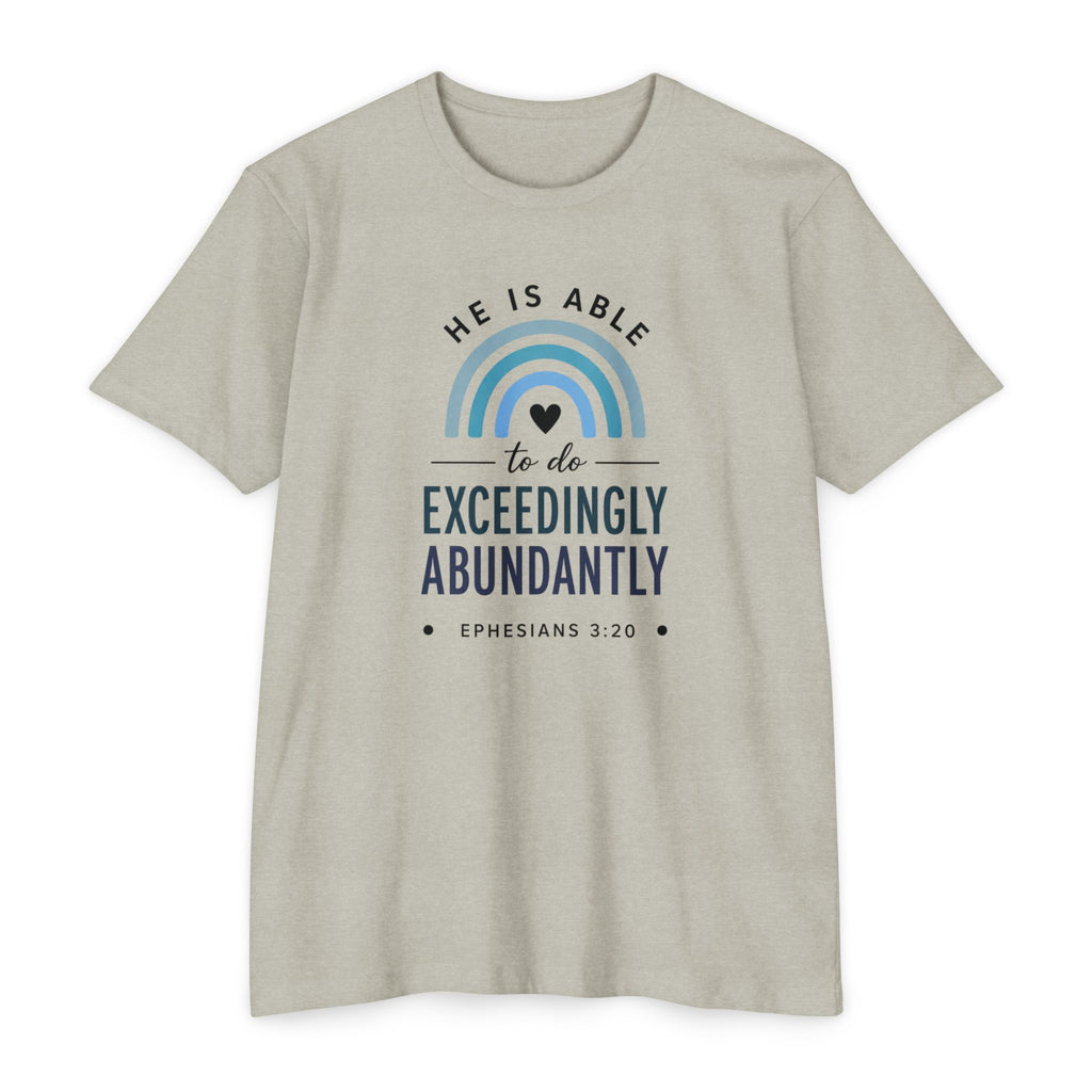 Womens Exceedingly Abundantly T-Shirt — Ephesians 3:20 Inspirational Christian Tee