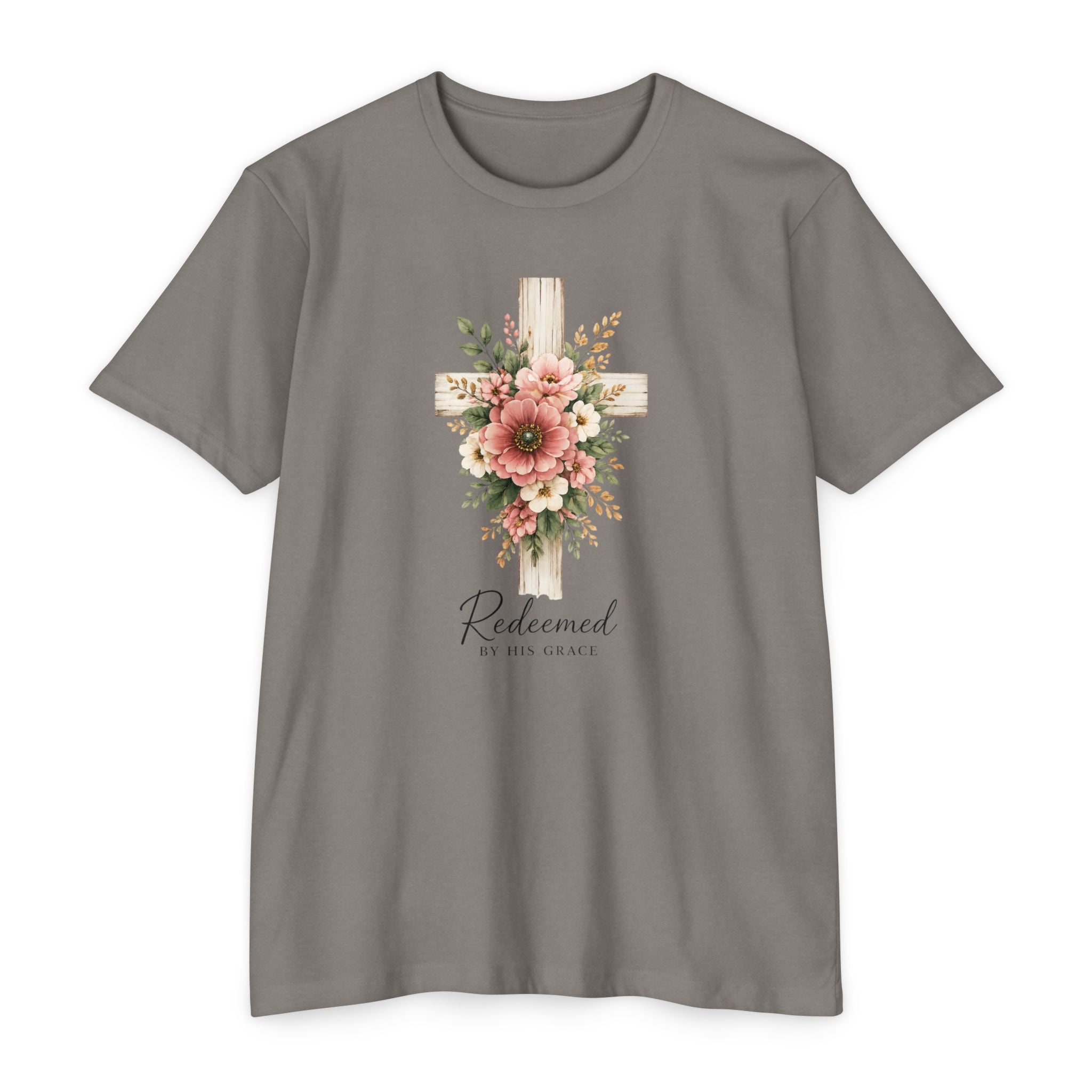 Womens Floral Cross Bouquet T-shirt | Botanical Flower Cross Graphic