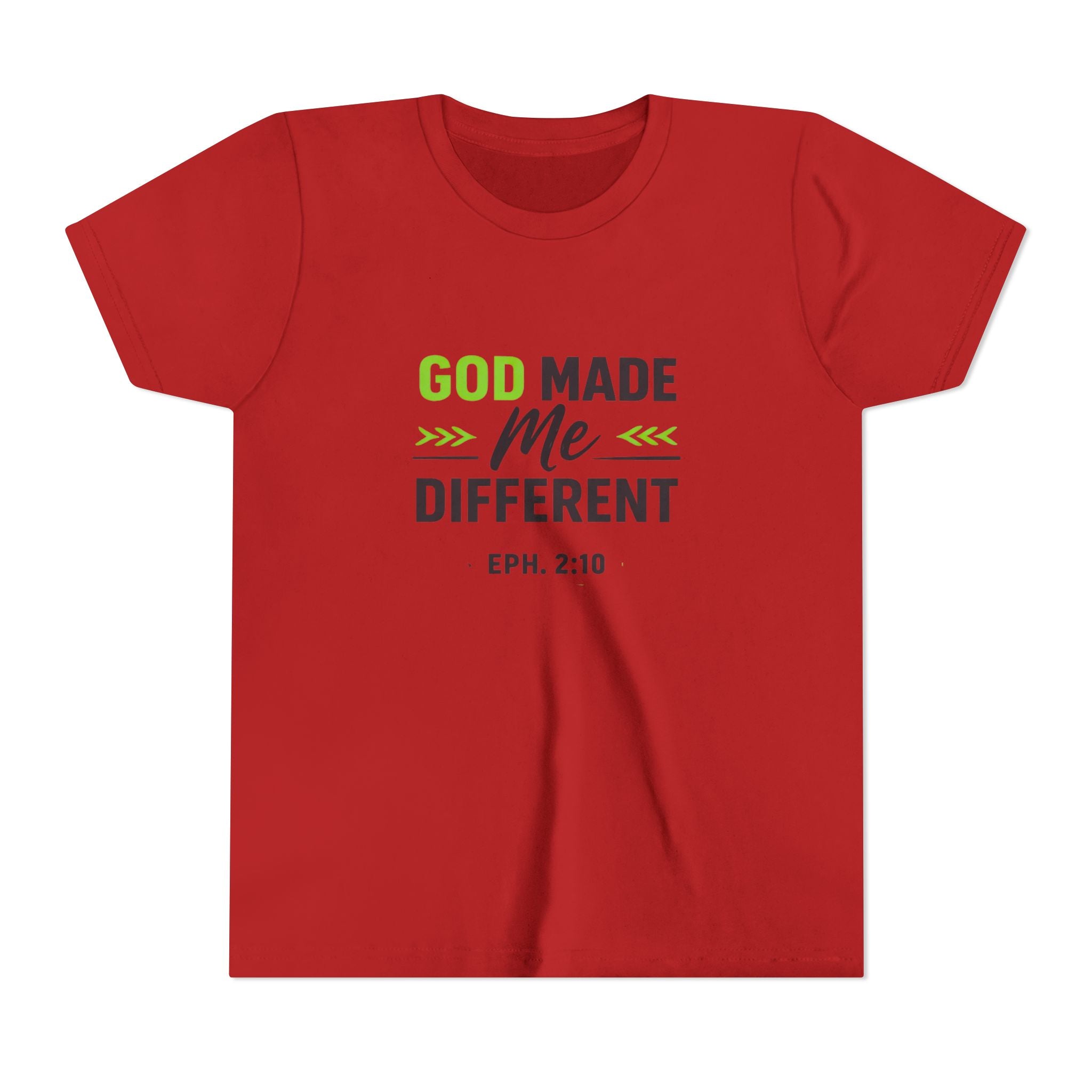 Boys Youth Tee - "God Made Me Different" Christian Faith Kids Shirt (Eph. 2:10)