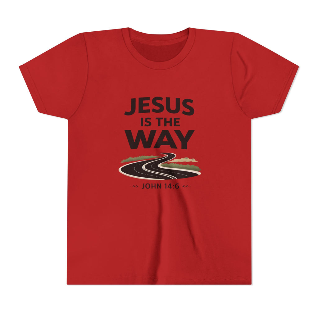 Boys Youth Tee — "Jesus Is The Way" Christian Graphic Shirt (John 14:6)