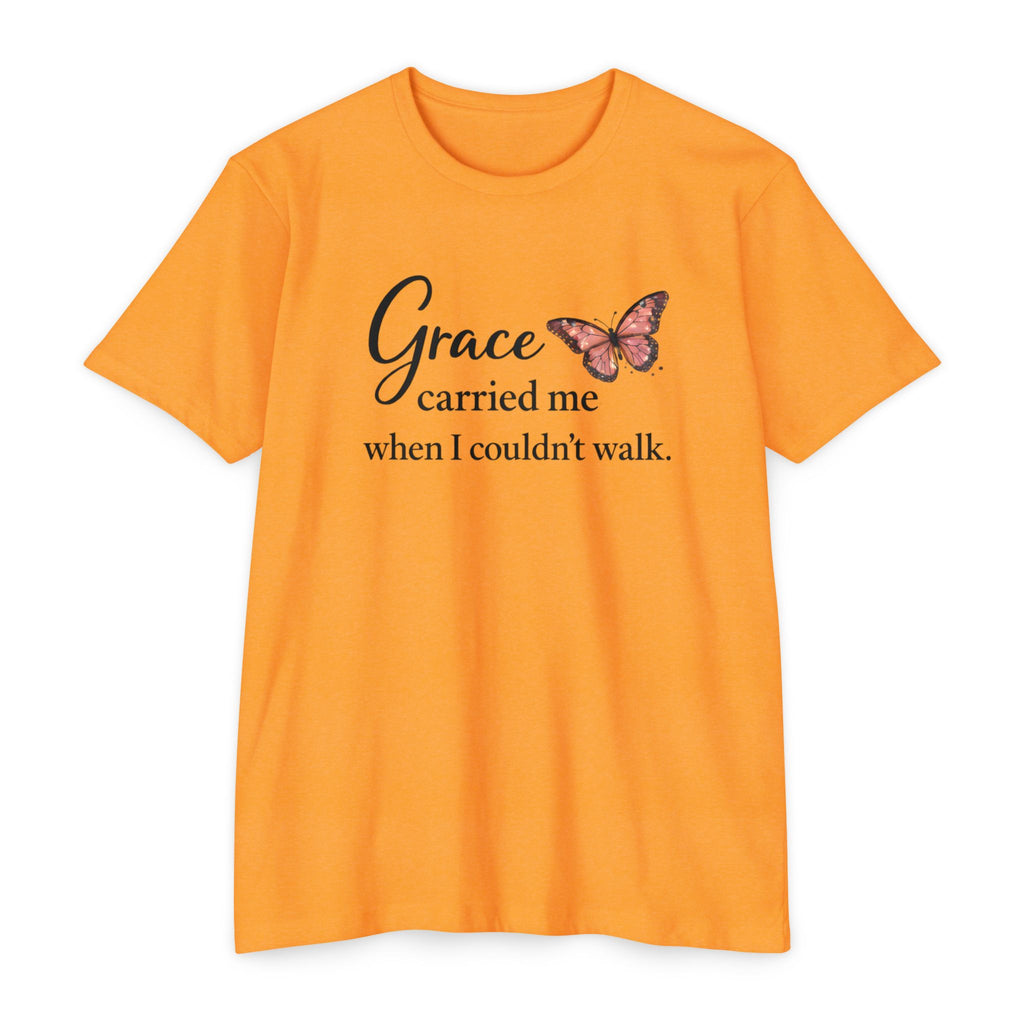 Grace Carried Me T-Shirt — Inspirational Butterfly Faith Tee