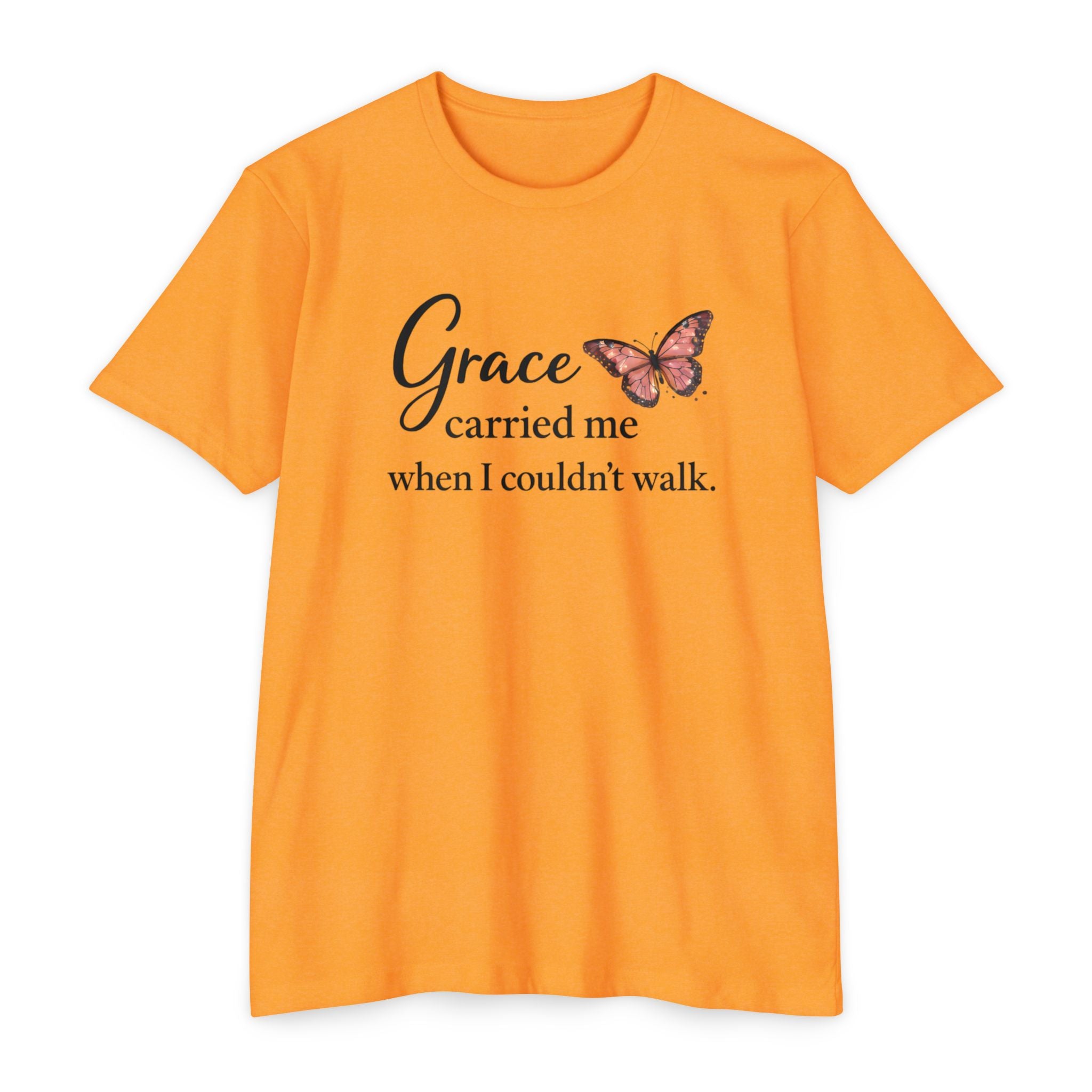 Grace Carried Me T-Shirt — Inspirational Butterfly Faith Tee