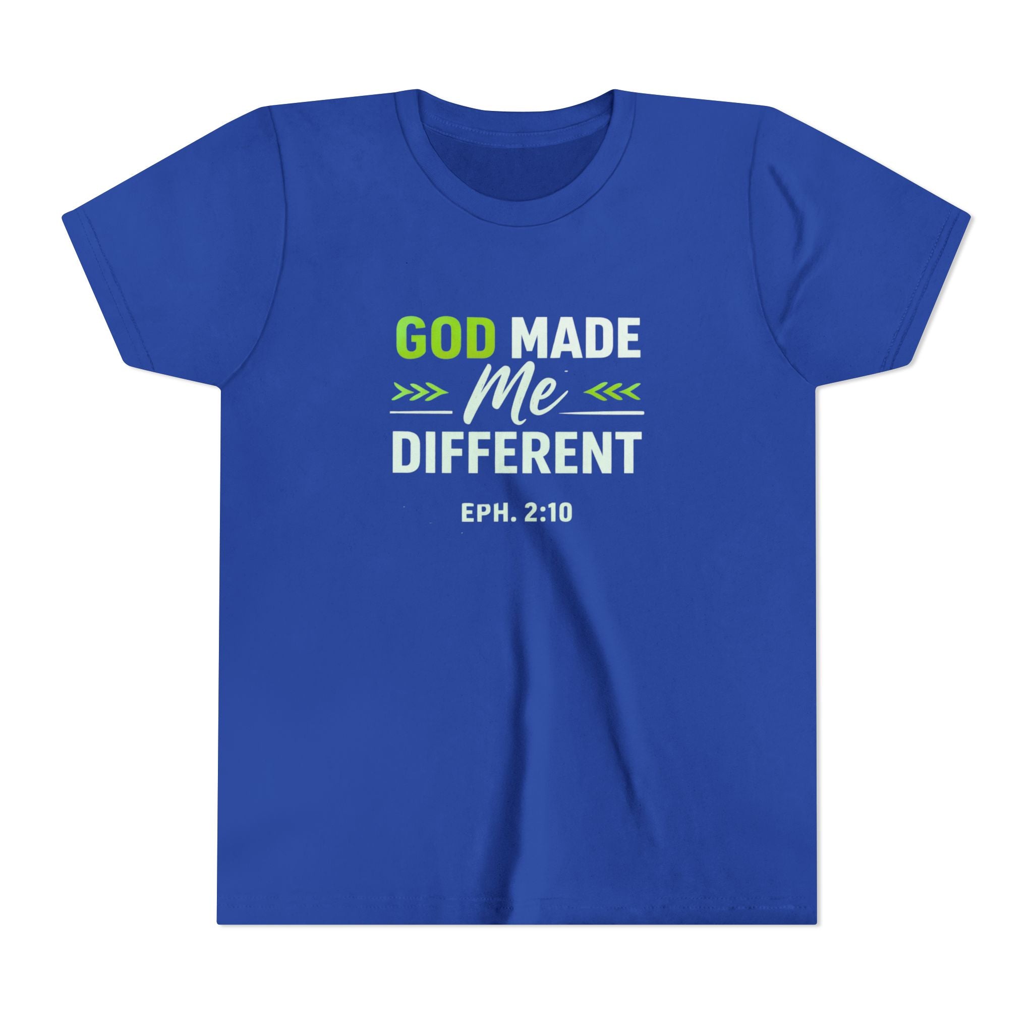 Boys Youth Tee - "God Made Me Different" Christian Faith Kids Shirt (Eph. 2:10)