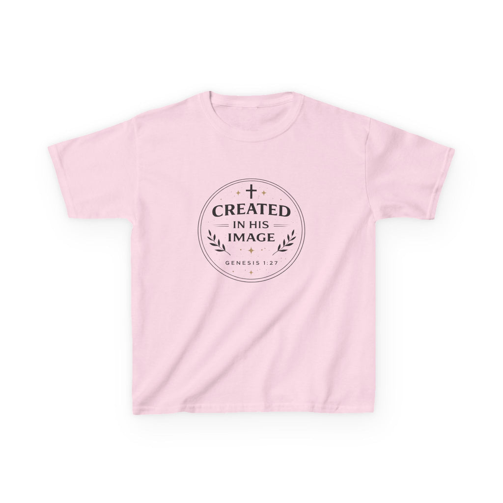 Girls  " Created In His Image" Kids Heavy Cotton™ Tee