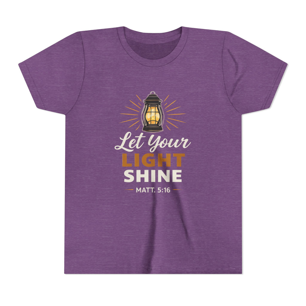 Boys Youth Tee — "Let Your Light Shine" Christian Lantern Shirt (Matt. 5:16)