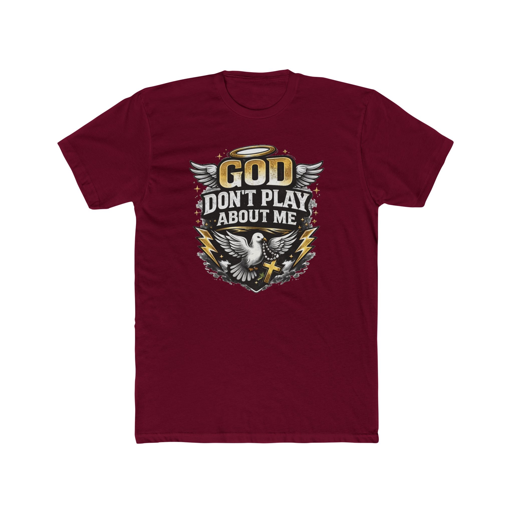 God Don't Play About Me T-Shirt | Dove, Cross & Lightning Christian Tee