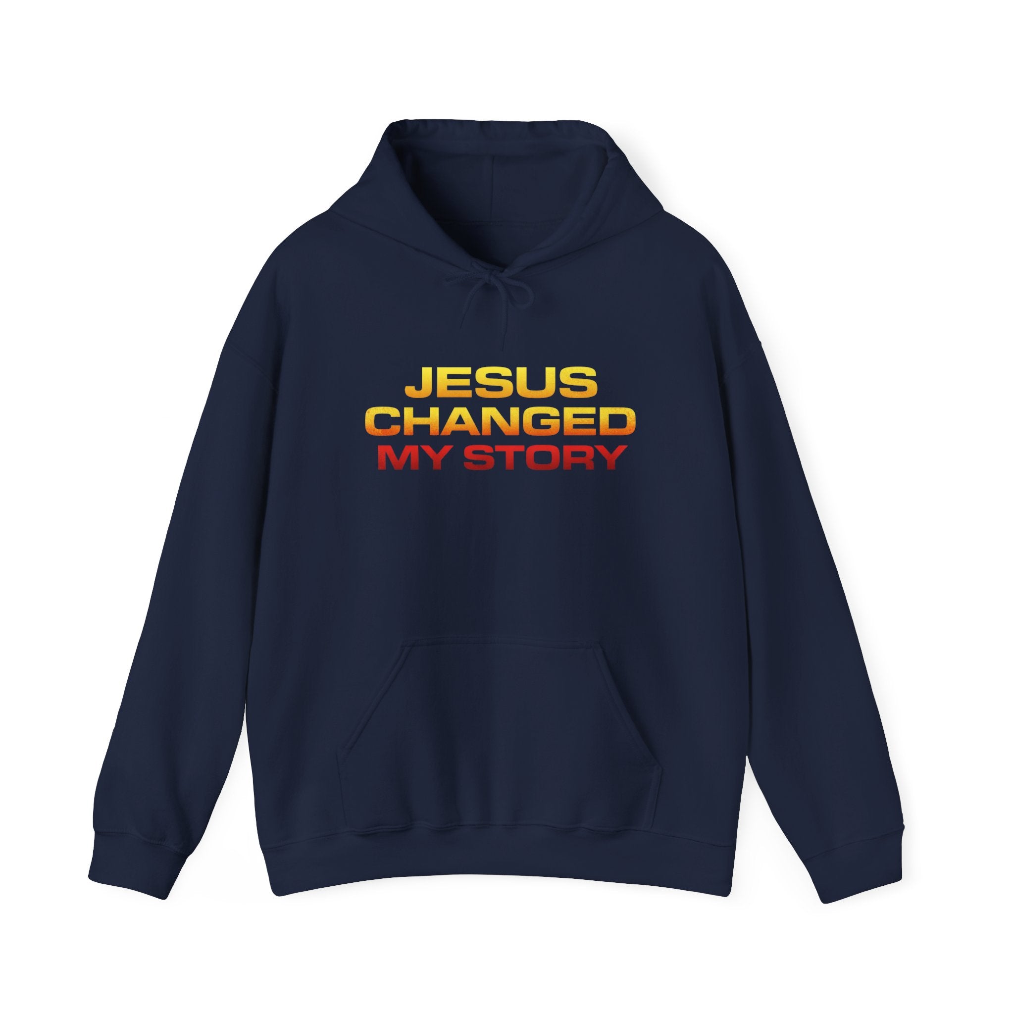 Mens Jesus Changed My Story Hoodie — Christian Faith Inspirational Pullover