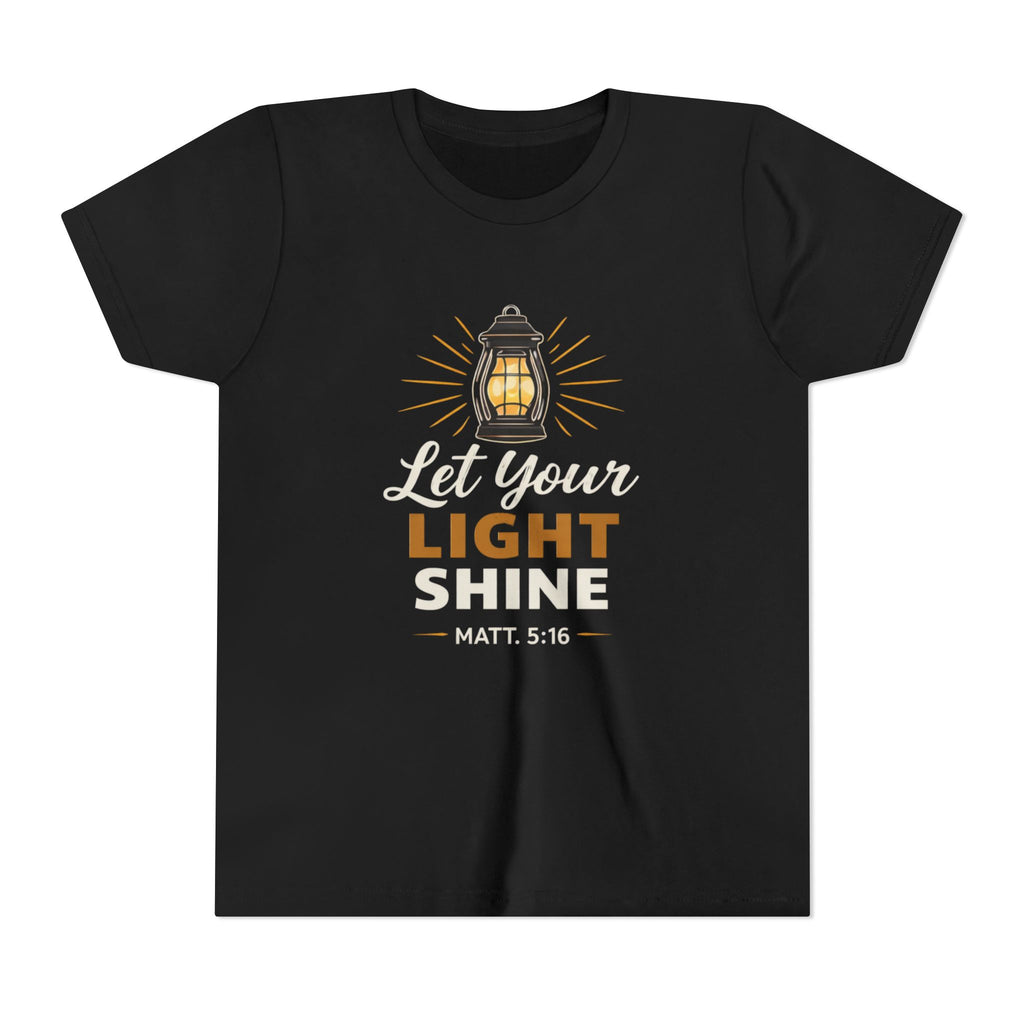 Boys Youth Tee — "Let Your Light Shine" Christian Lantern Shirt (Matt. 5:16)