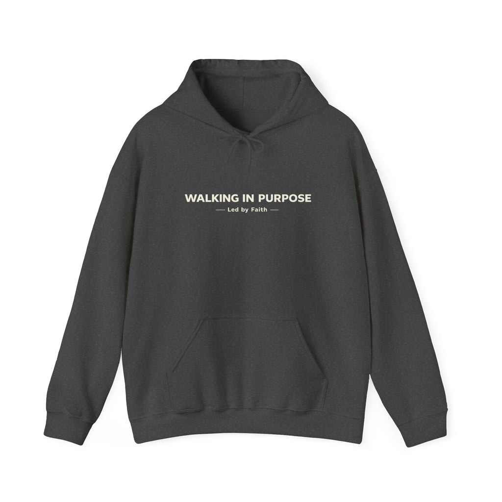Womens Walking in Purpose Hoodie  Minimal Inspirational Faith Pullover