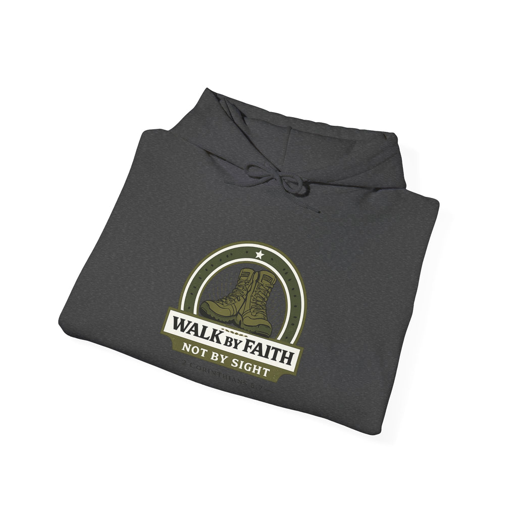 Mens Faith Hooded Sweatshirt — "Walk by Faith, Not by Sight" Christian Hoodie