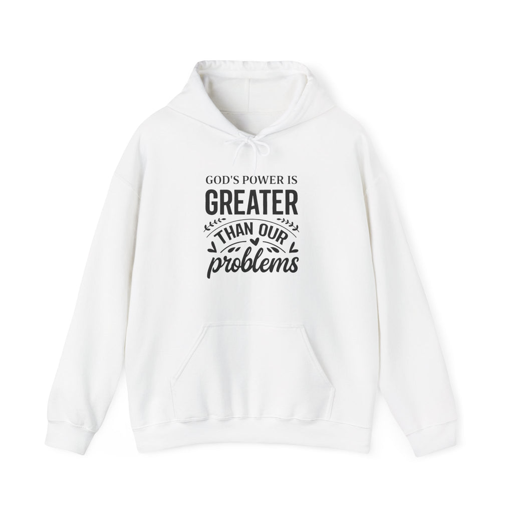 Womens God's Power Is Greater Hoodie — Inspirational Christian Faith Sweatshirt