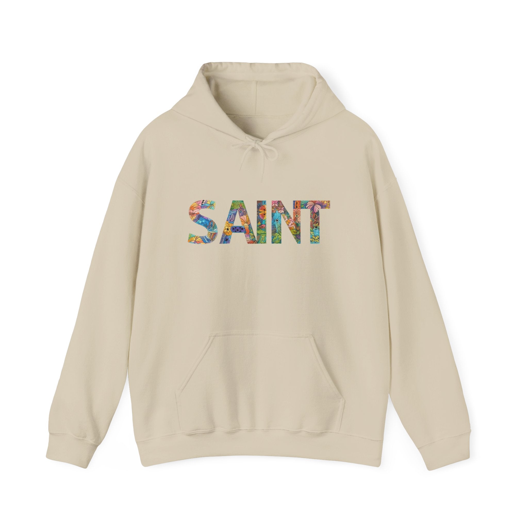 Womens Saint Floral Hoodie — Colorful 'SAINT' Graphic Pullover