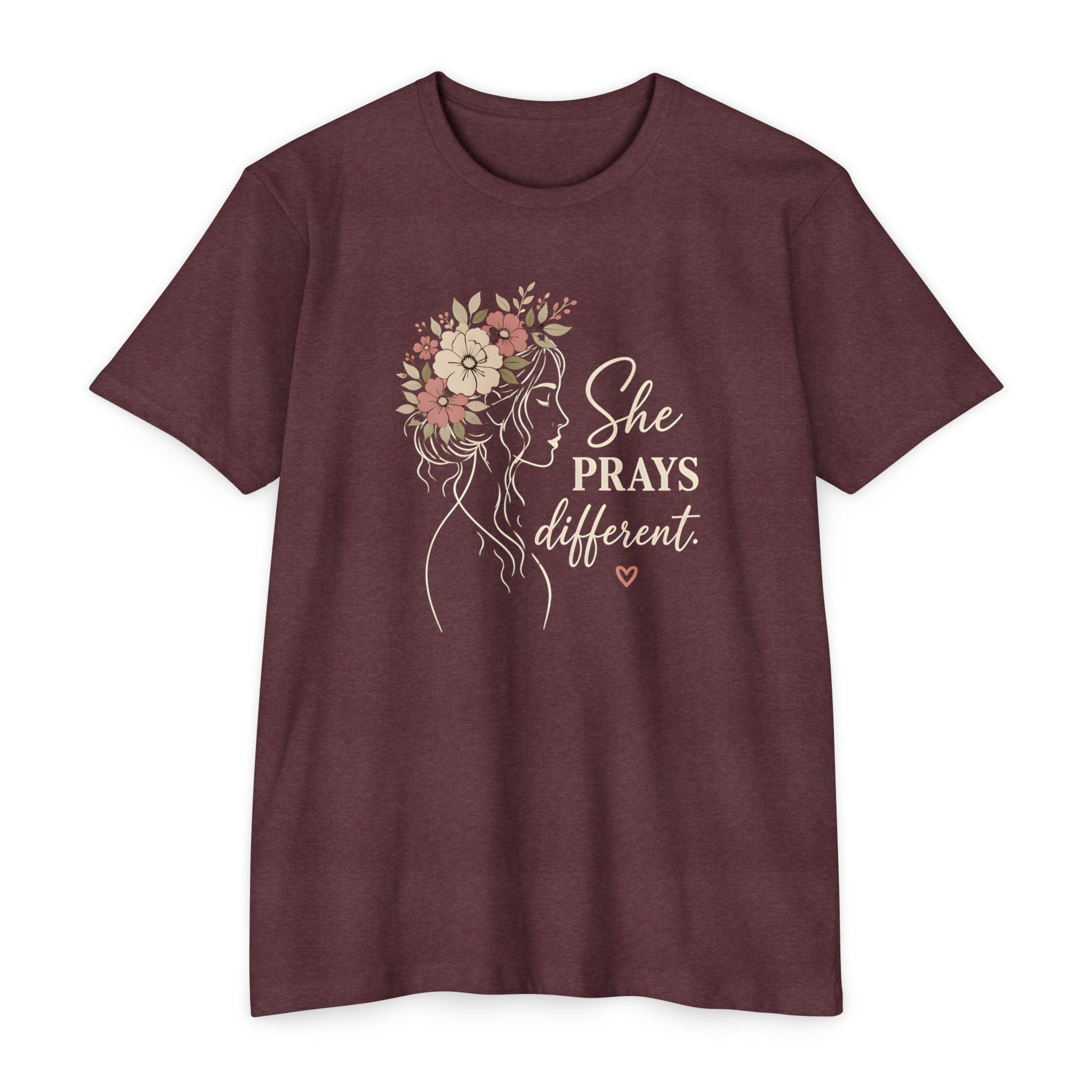 "She Prays Different" Floral Faith Tee