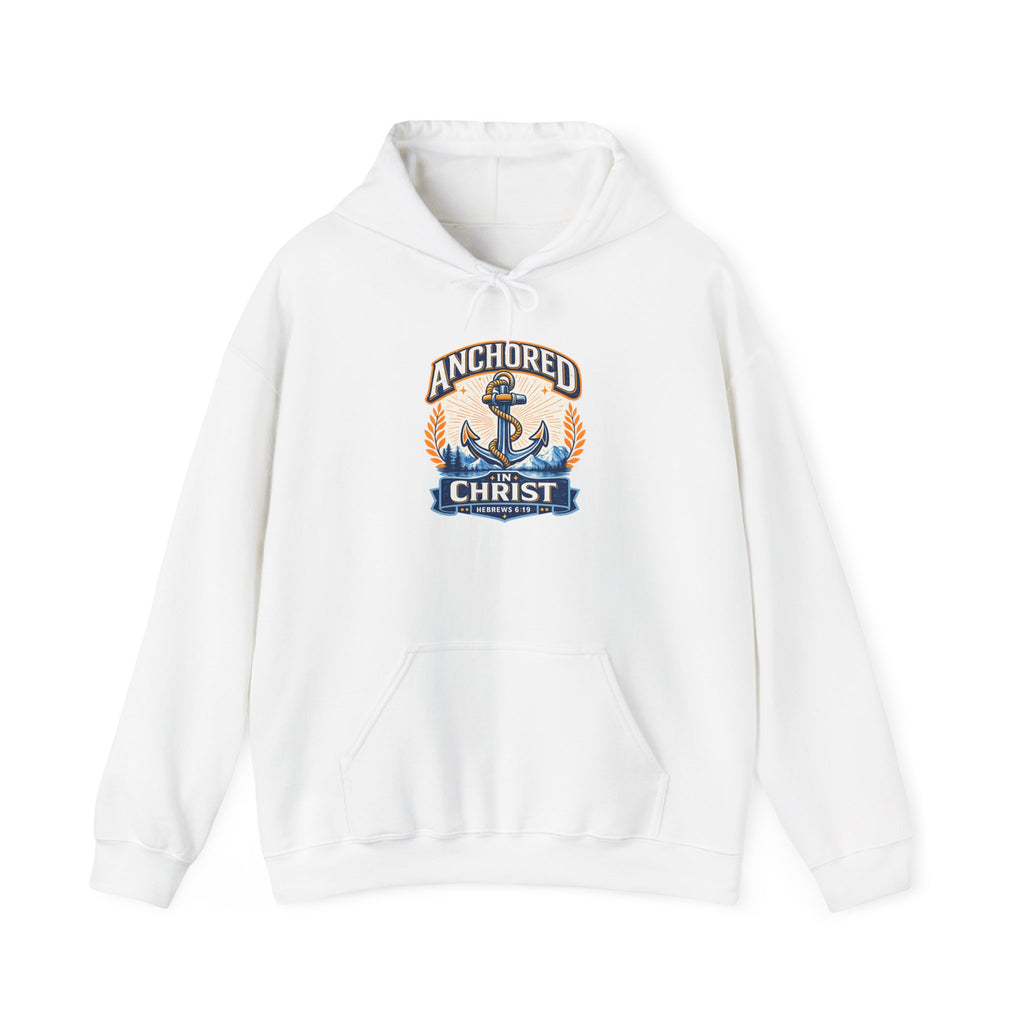 Mens Anchored in Christ Hoodie — Christian Anchor Faith Pullover