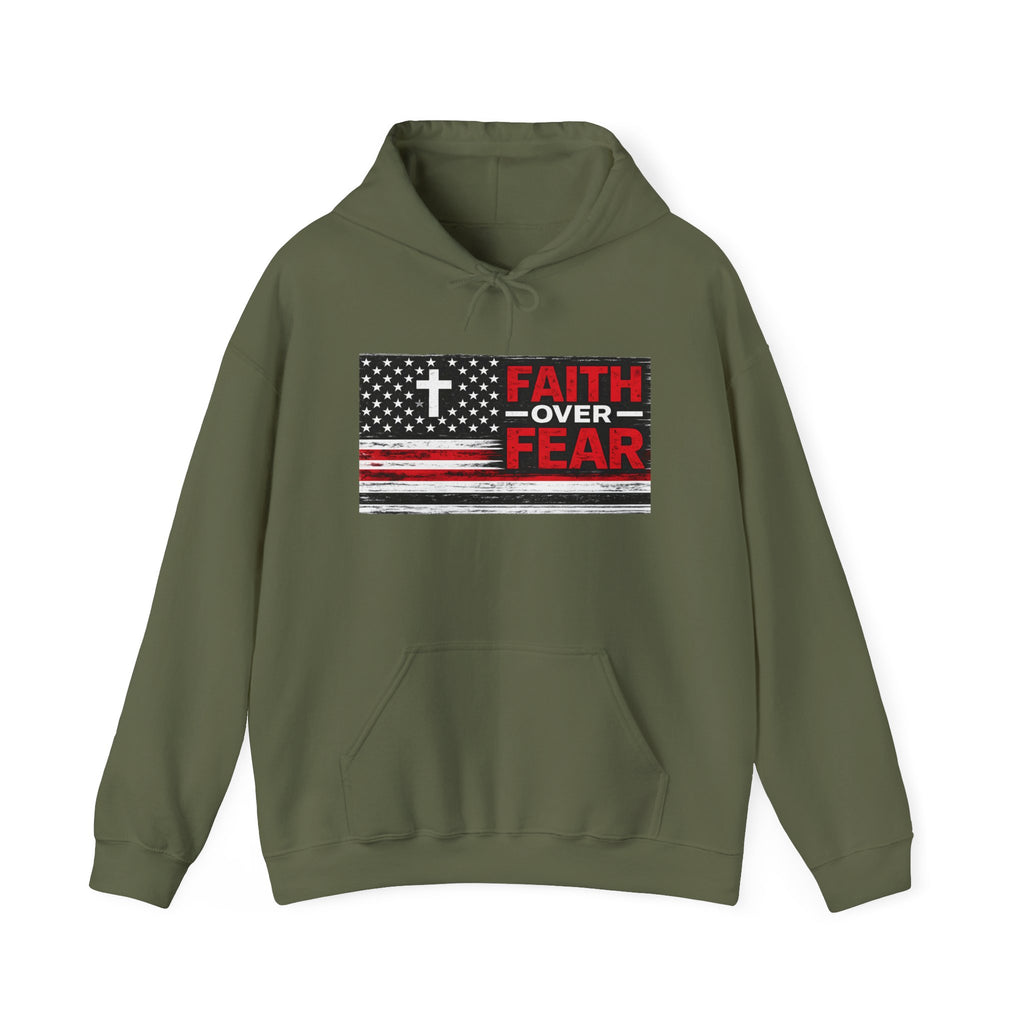 Faith Over Fear Hoodie — Christian Flag Cross Pullover