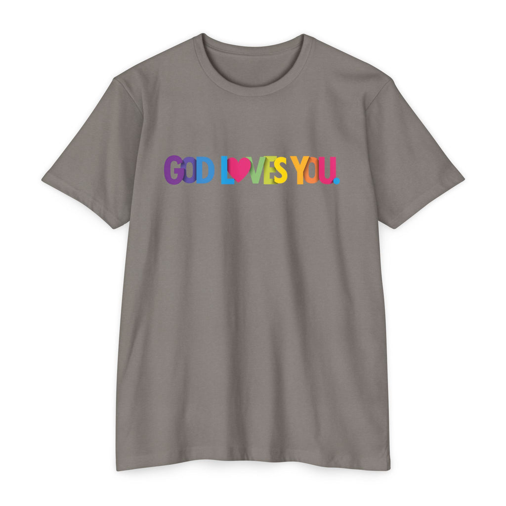 Womens God Loves You Rainbow T-Shirt