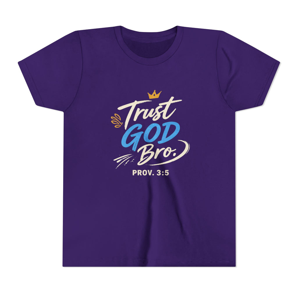 Boys Trust God Bro Youth Tee – Prov. 3:5 Faith Graphic Shirt