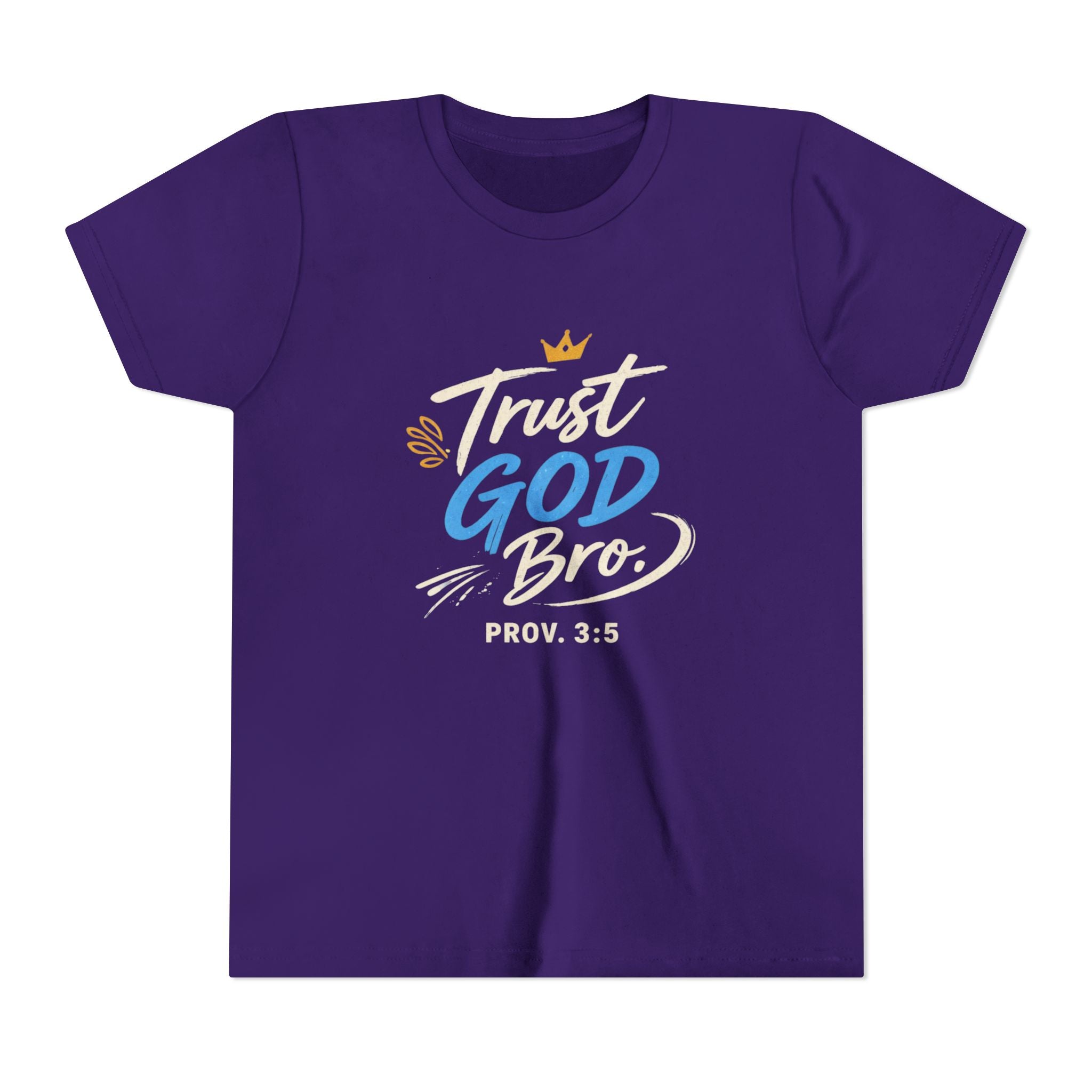 Boys Trust God Bro Youth Tee – Prov. 3:5 Faith Graphic Shirt