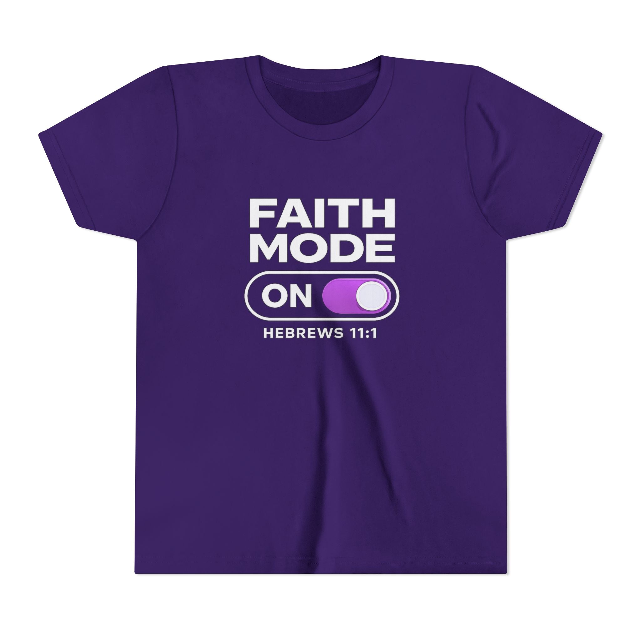 Faith Mode On Youth Tee — Hebrews 11:1 Christian Kids Shirt