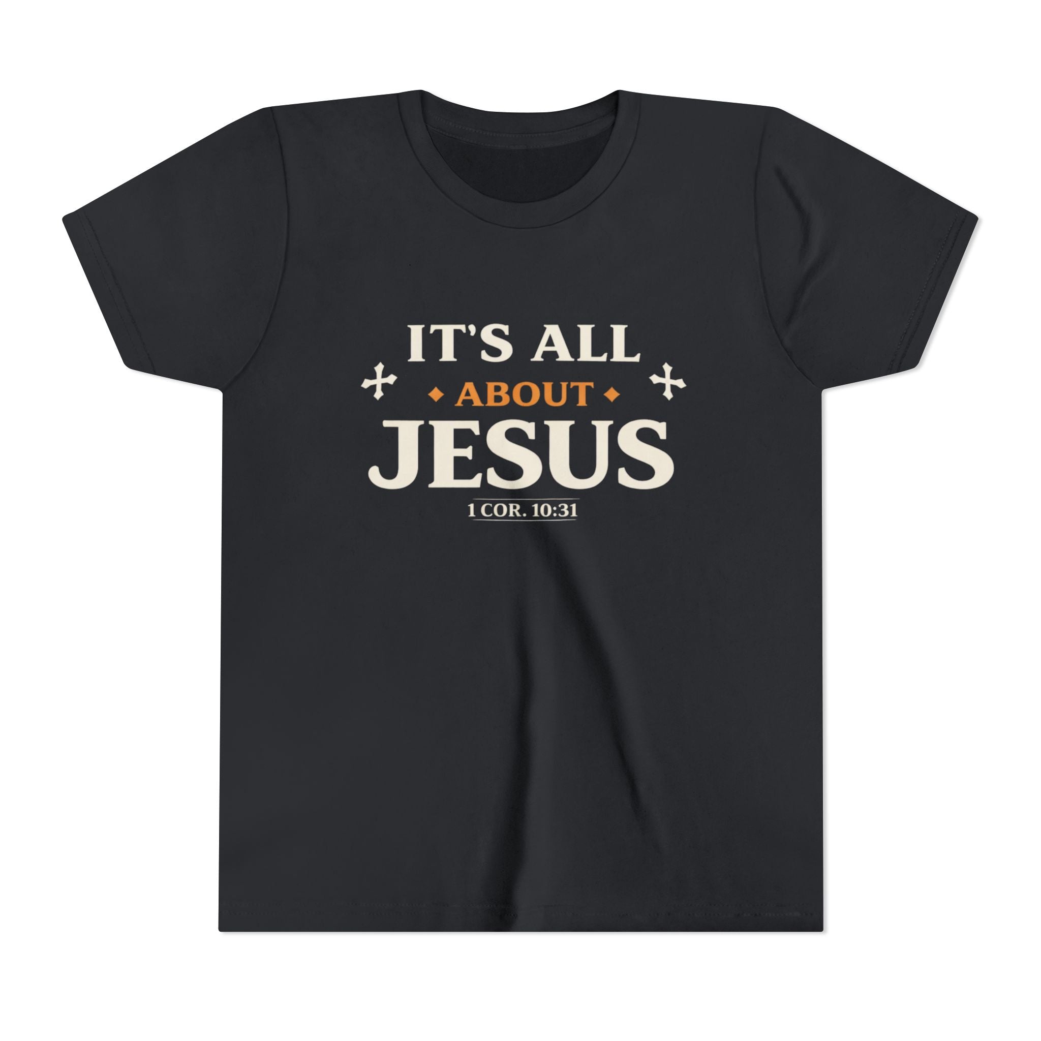 Boys Youth Tee - "It's All About Jesus" Christian Kids Shirt (1 Cor. 10:31)