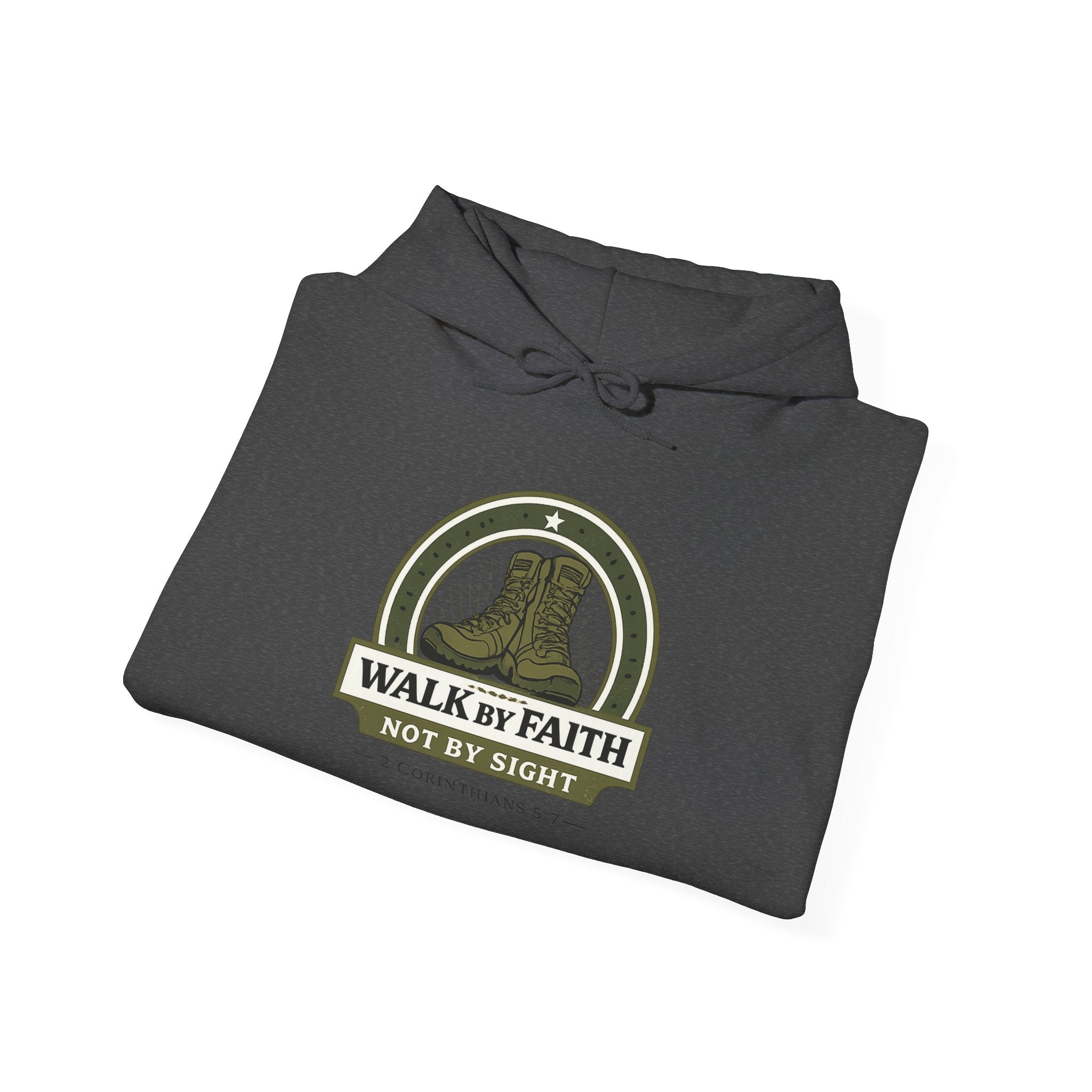 Mens Walk By Faith Hoodie – Inspirational Christian Faith Sweatshirt