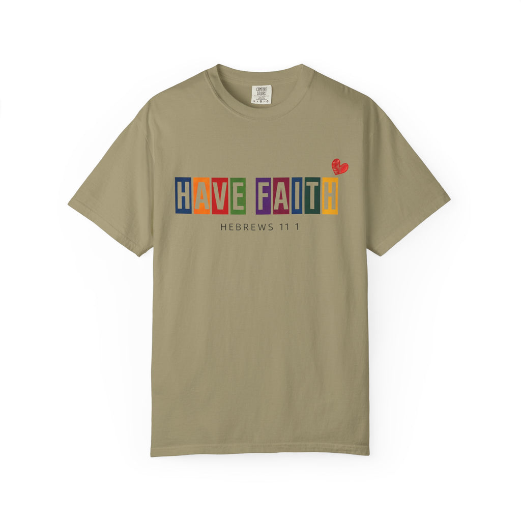 Have Faith T-Shirt — Color Block Inspirational Tee (Hebrews 11:1)