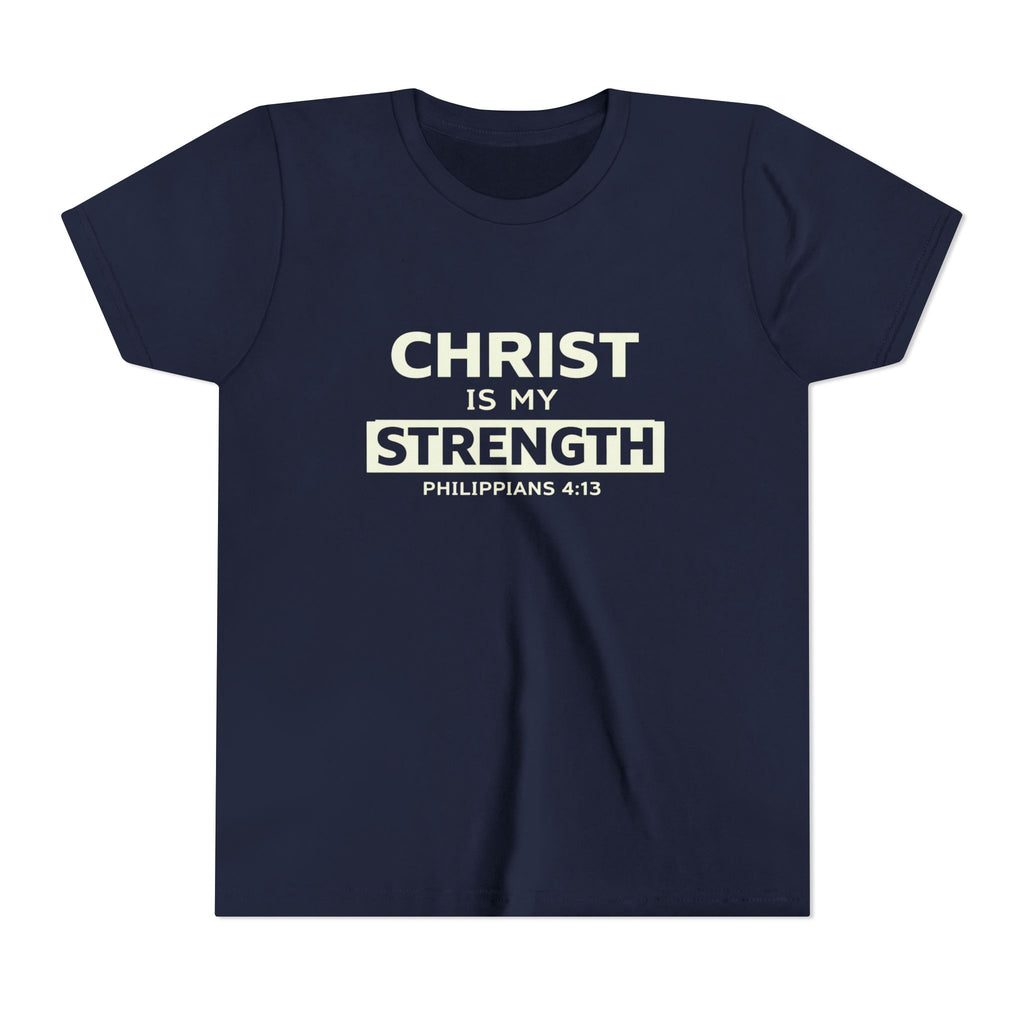 Boys Youth Tee - "Christ Is My Strength" Philippians 4:13 Christian Kids Shirt