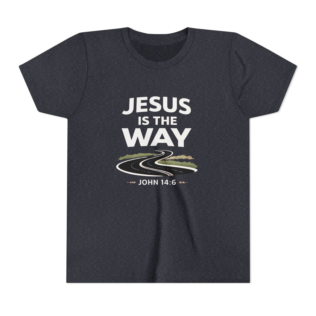 Boys Youth Tee — "Jesus Is The Way" Christian Graphic Shirt (John 14:6)