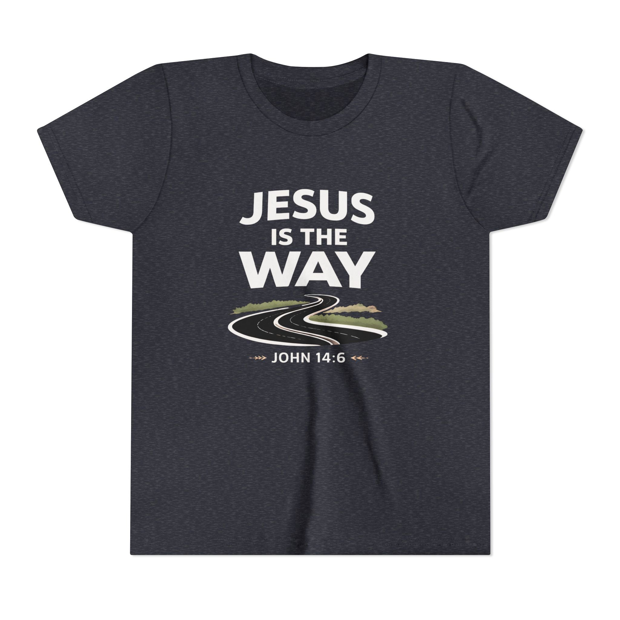 Boys Youth Tee — "Jesus Is The Way" Christian Graphic Shirt (John 14:6)