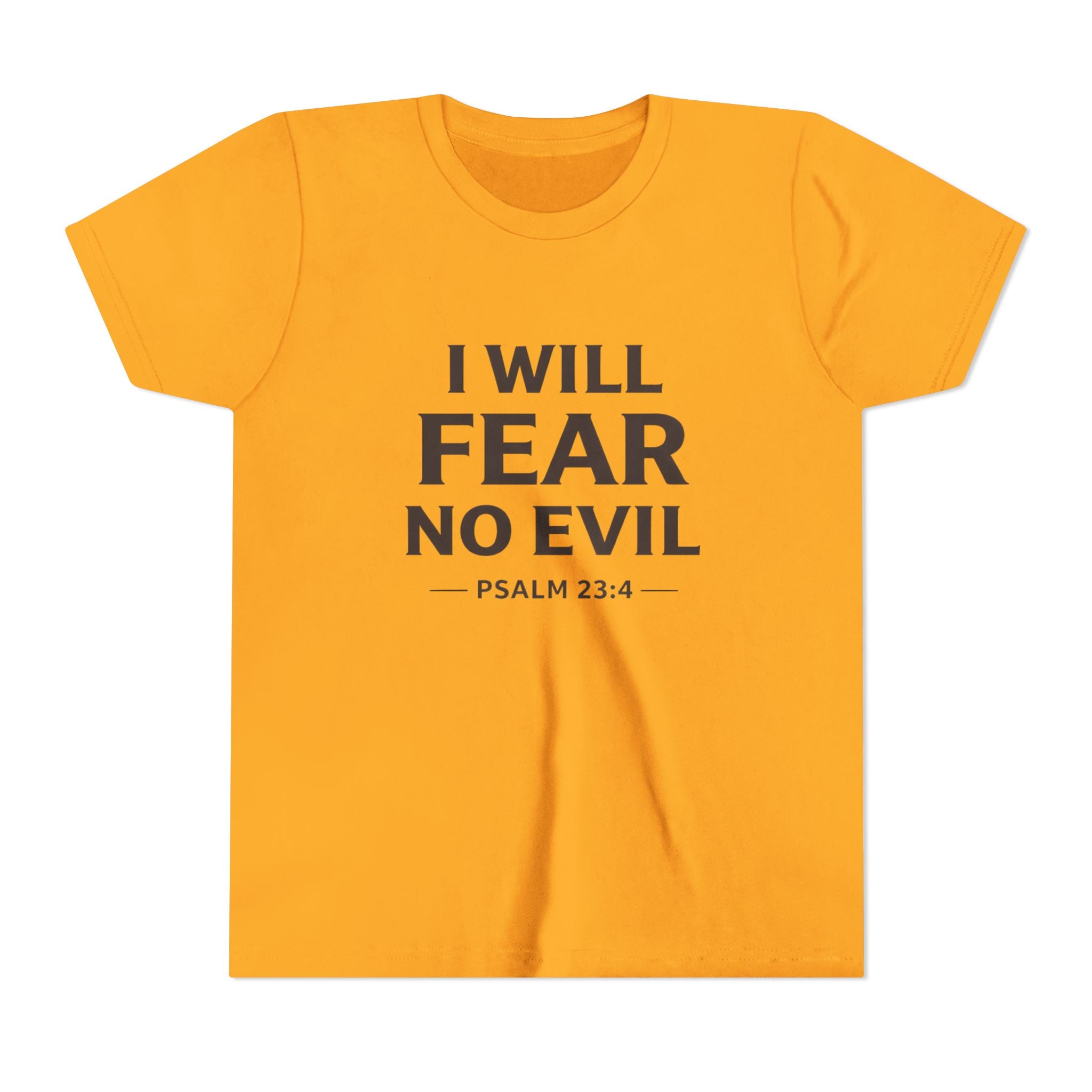 Boys Youth Tee – “I Will Fear No Evil” Psalm 23:4 Christian Faith Shirt