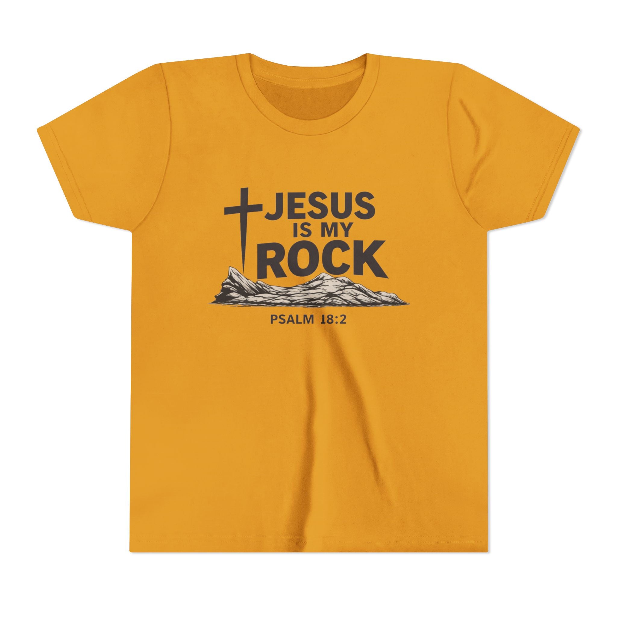 Girls Youth Tee — "Jesus Is My Rock" Psalm 18:2 Christian Kids T-Shirt