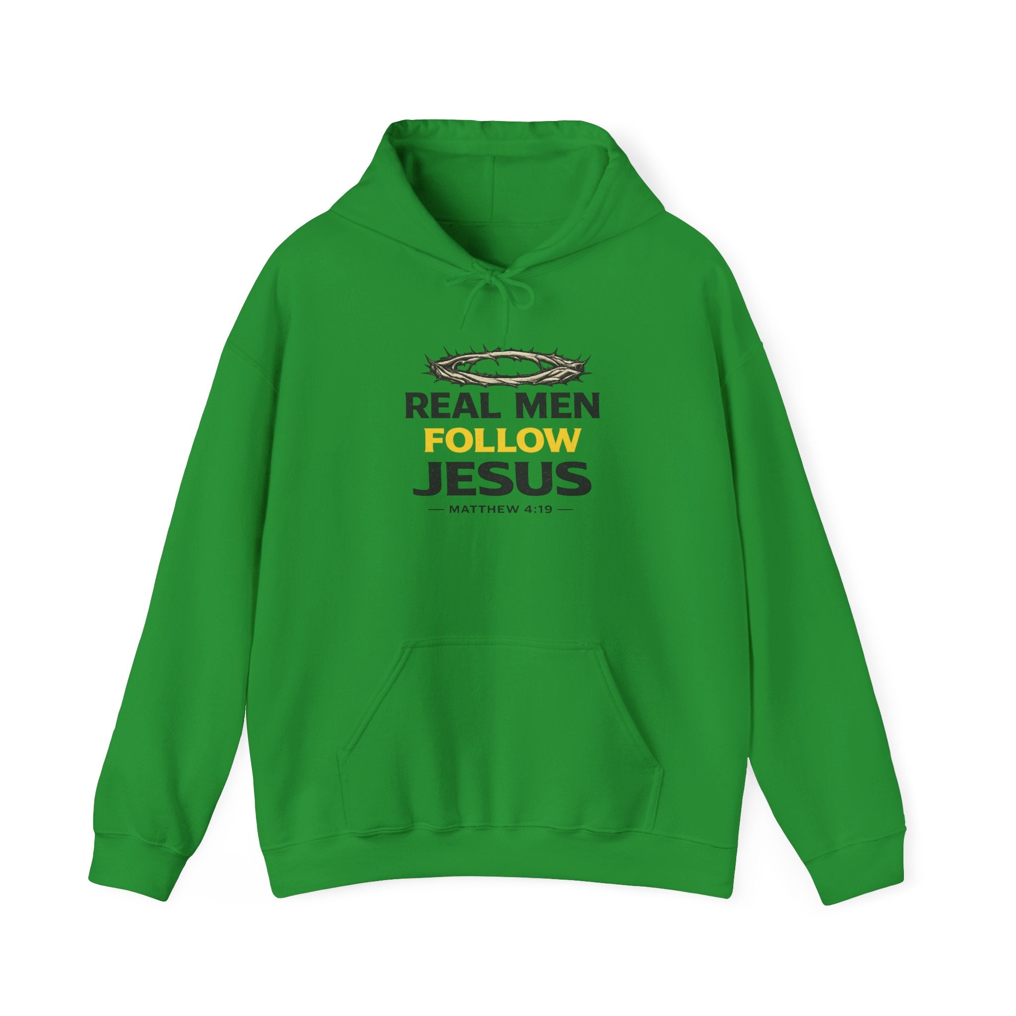 Real Men Follow Jesus Hoodie — Christian Faith Sweatshirt (Matthew 4:19)