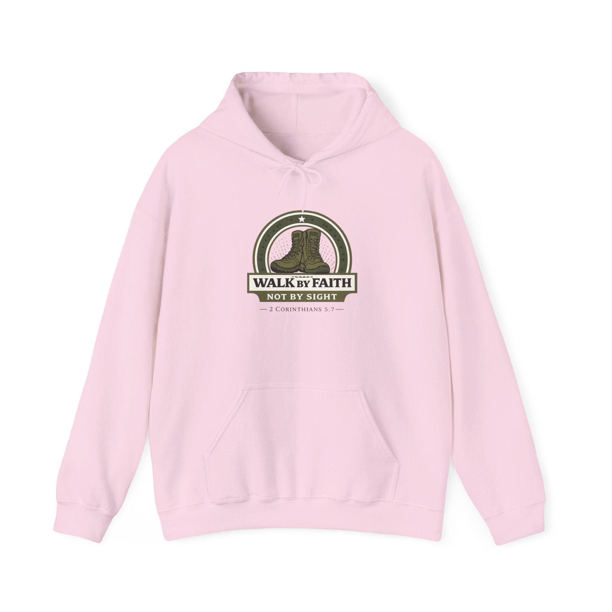 Mens Faith Hooded Sweatshirt — "Walk by Faith, Not by Sight" Christian Hoodie