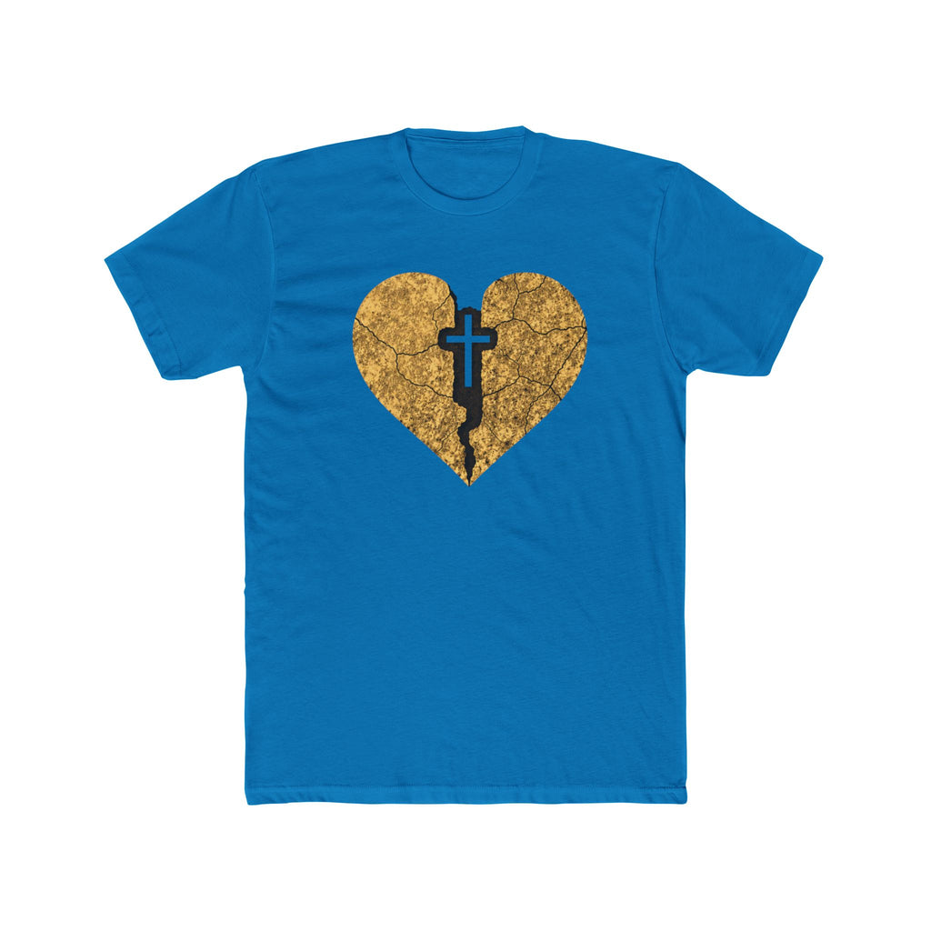 Cracked Gold Heart with Cross T-Shirt | Christian Faith Tee