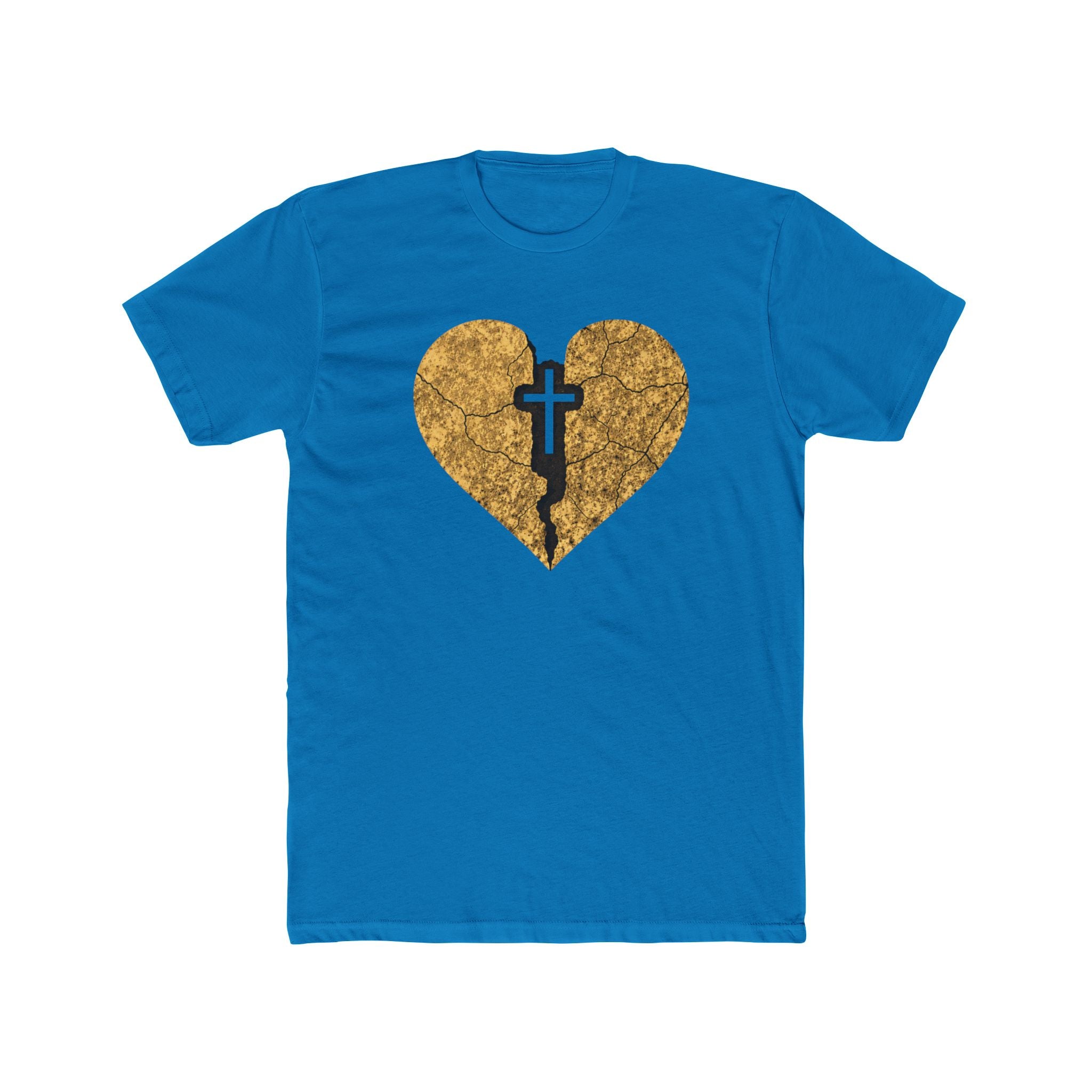 Cracked Gold Heart with Cross T-Shirt | Christian Faith Tee