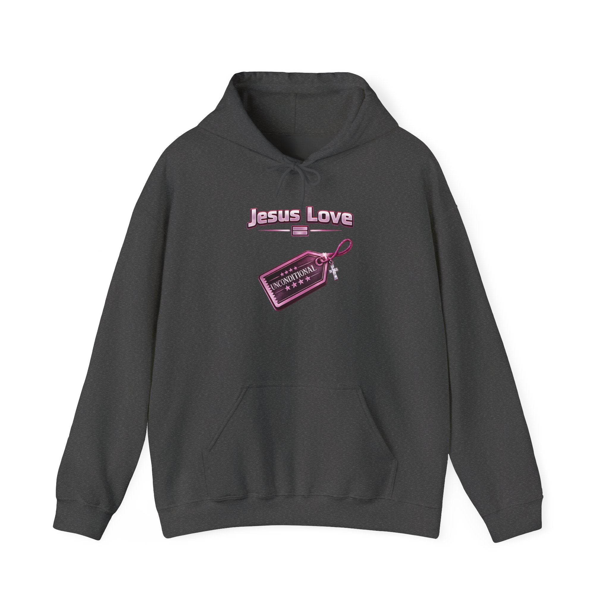 Jesus Love Hoodie — Retro Tag Graphic Christian Faith Pullover