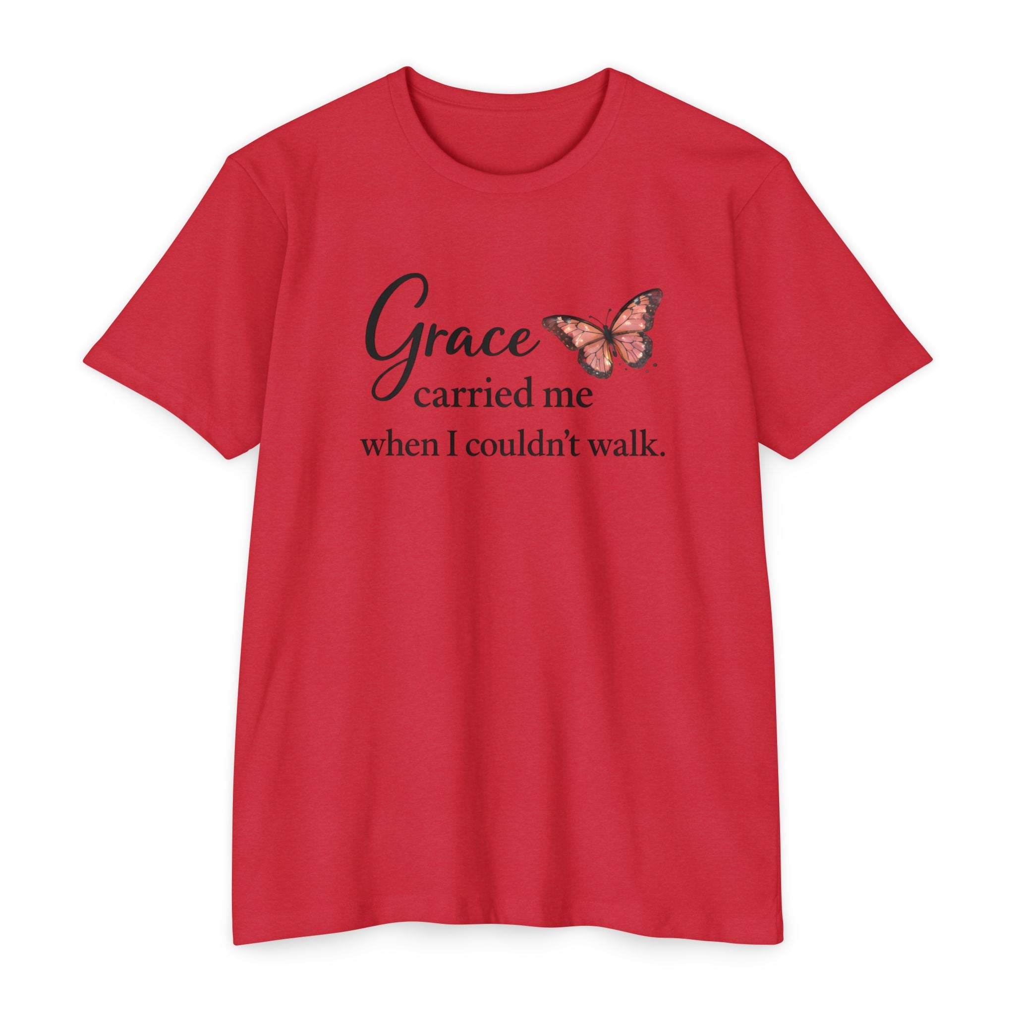Grace Carried Me T-Shirt — Inspirational Butterfly Faith Tee