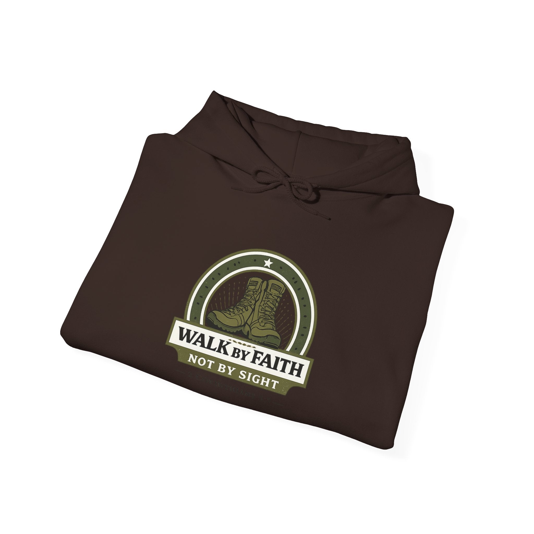 Mens Faith Hooded Sweatshirt — "Walk by Faith, Not by Sight" Christian Hoodie