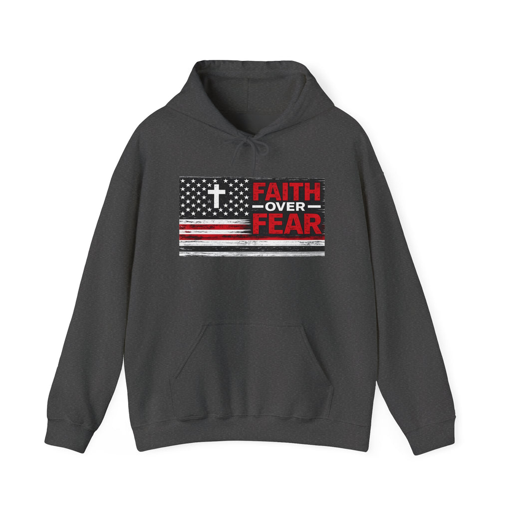 Faith Over Fear Hoodie — Christian Flag Cross Pullover