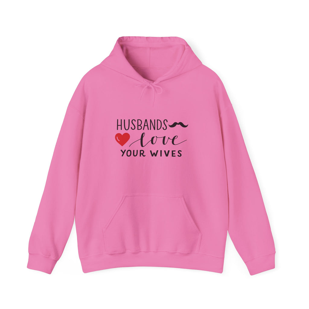 Mens Hoodie  "Husbands Love Your Wives" Heart & Mustache Christian Marriage Hoodie