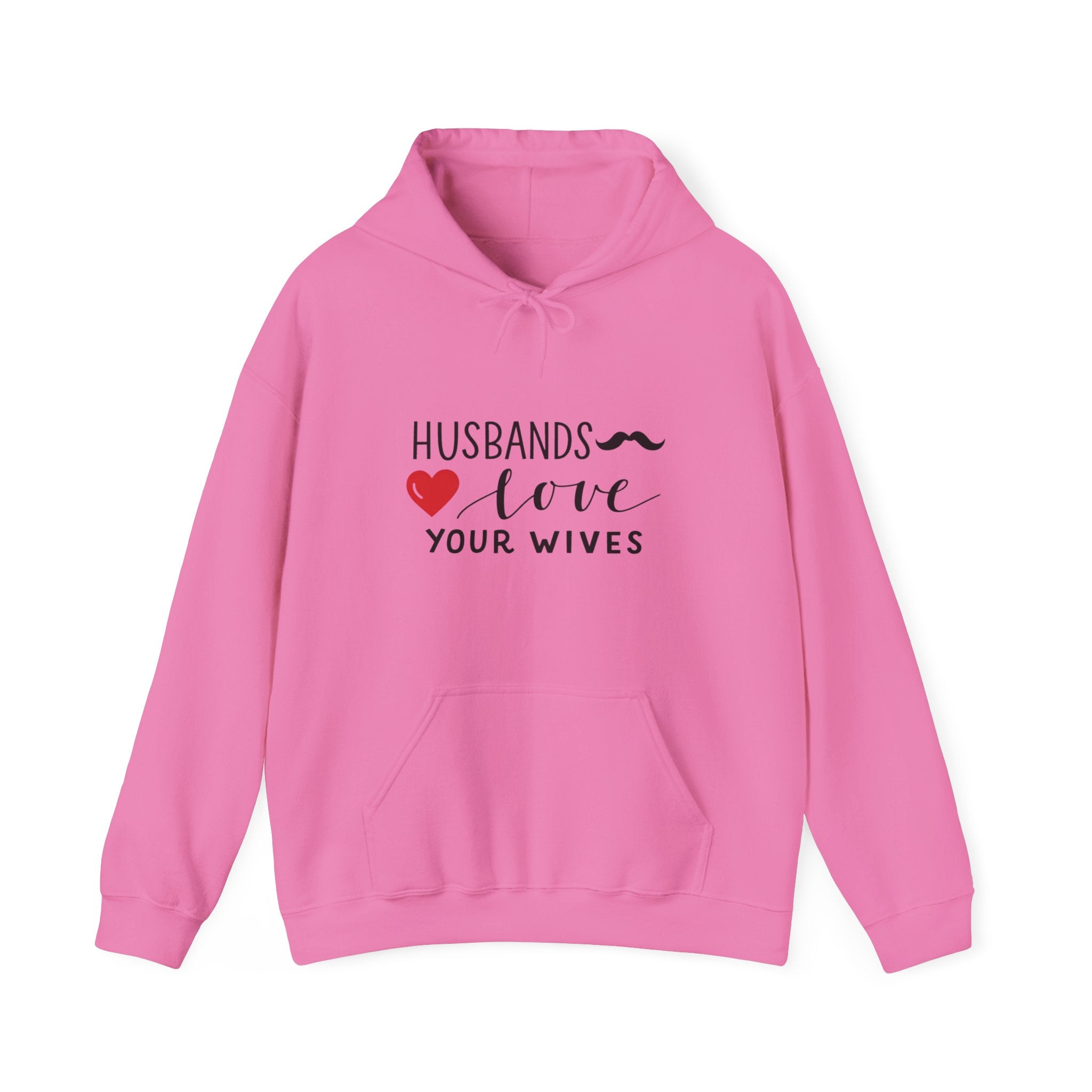 Mens Hoodie  "Husbands Love Your Wives" Heart & Mustache Christian Marriage Hoodie