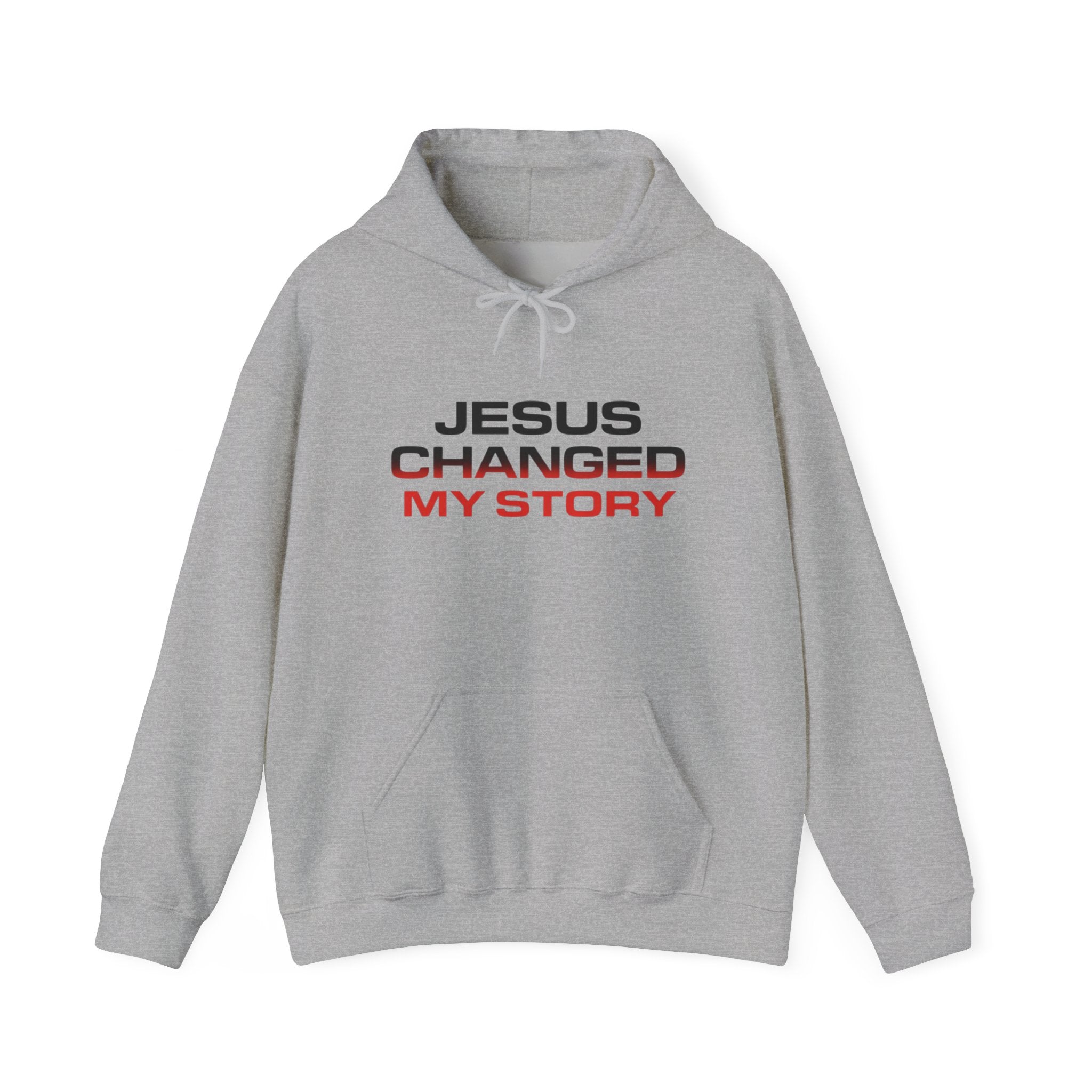 Mens Jesus Changed My Story Hoodie — Christian Faith Inspirational Pullover