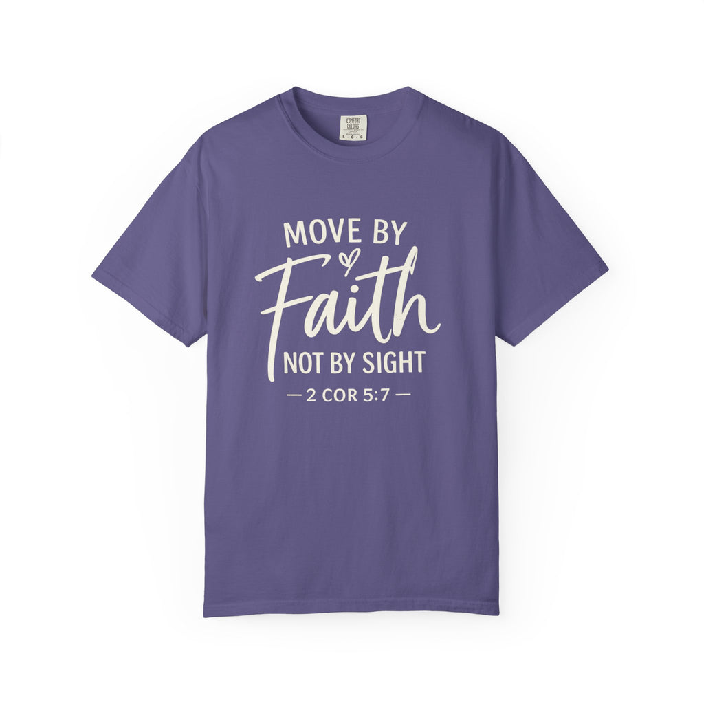 Move By Faith Not By Sight Minimal White Graphic Tee (Subtle Script Design)