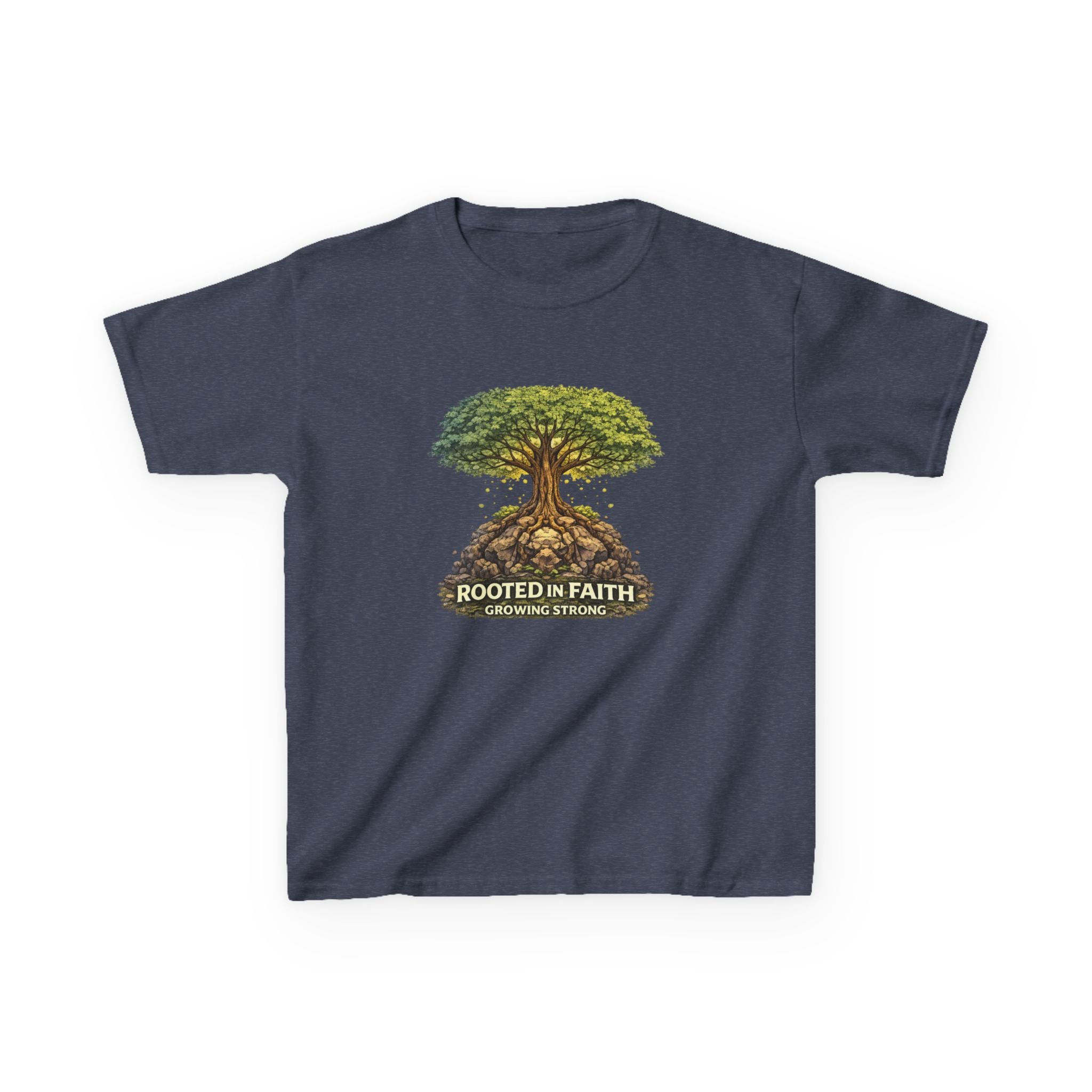 Kids Tee — 'Rooted in Faith' Tree Graphic